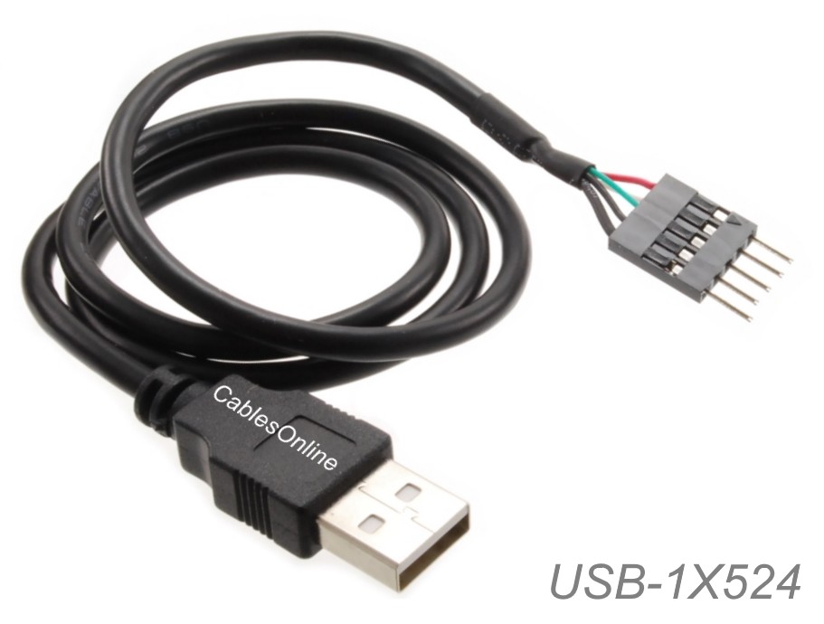 24-inch USB 2.0 A-Male to (1x5) 5-Pin IDC Motherboard Connector Adapter Cable