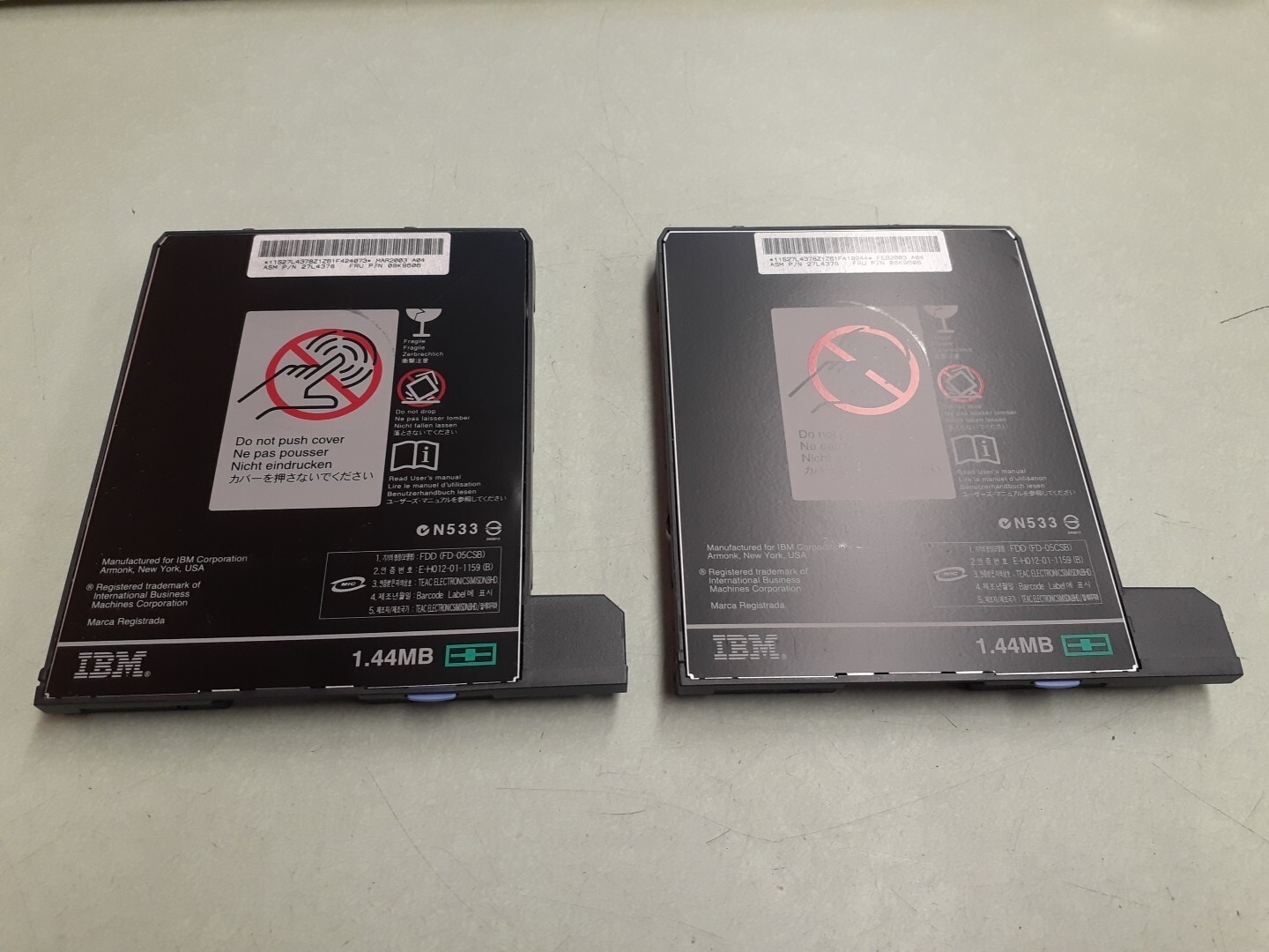 (2) IBM TEAC FD-05CSB 02 Floppy Drive 1.44MB 19308410-02 08K9606 27L4378 - Black
