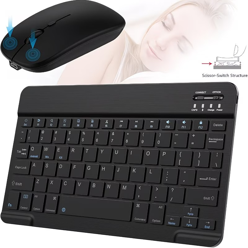 2-Piece Wireless iPad Keyboard & Mouse Set – Rechargeable, Portable, Silent Typi