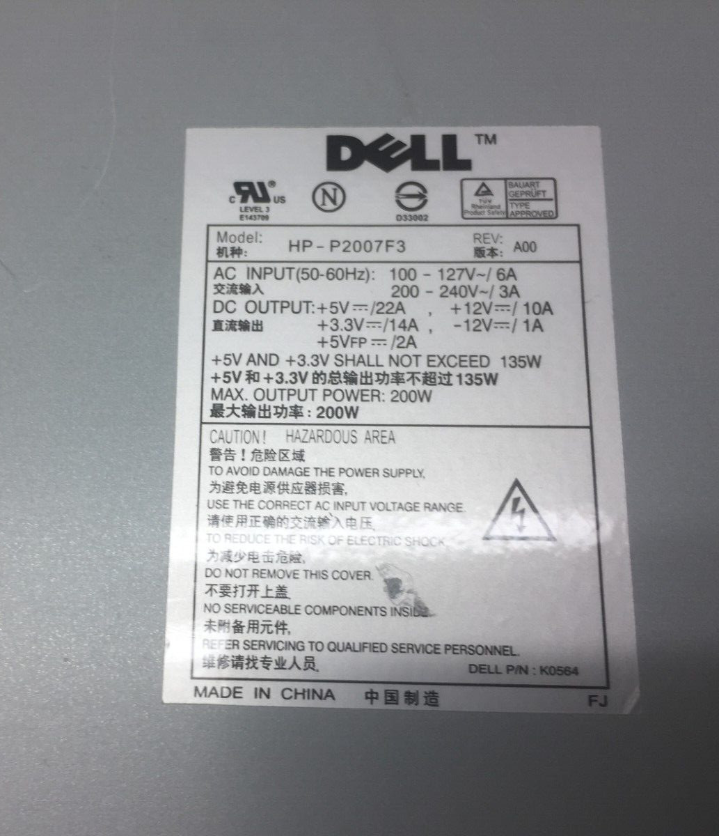 Dell HP-P2007F3 POWER SUPPLY Vintage 200W