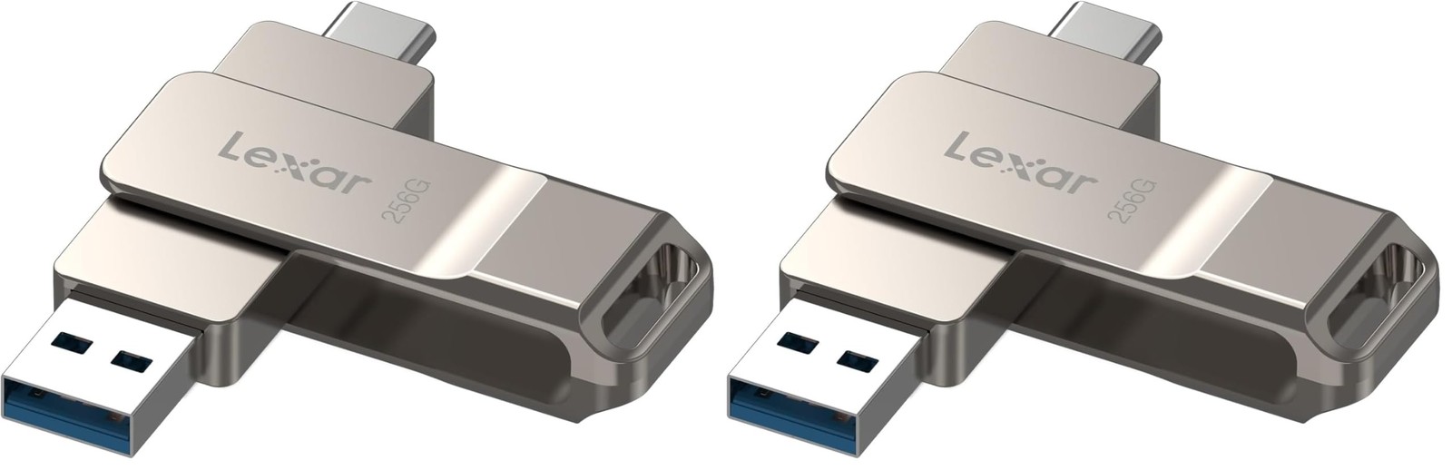 Lexar D40E 128GB Dual USB 3.2 Gen 1 Type-C Jump Drive, Champagne Silver