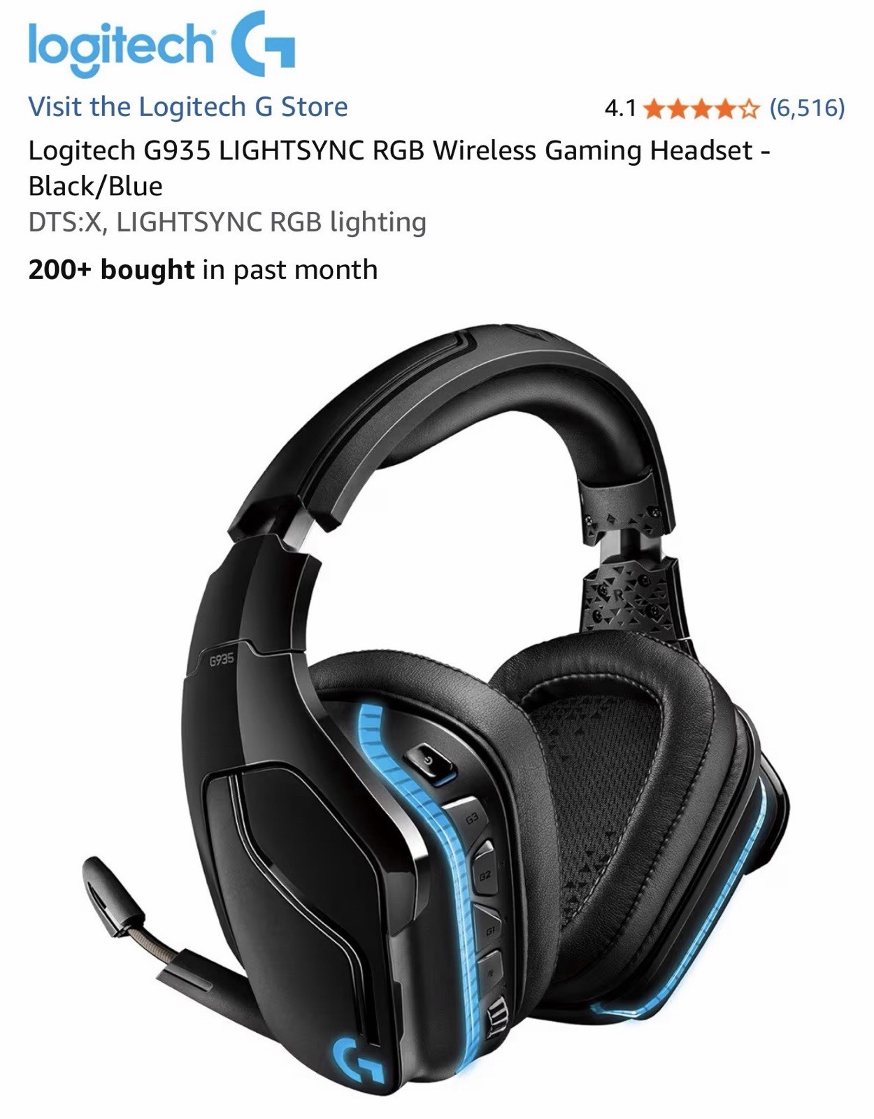 Logitech G935 Headband Gaming Headset - Black/Blue