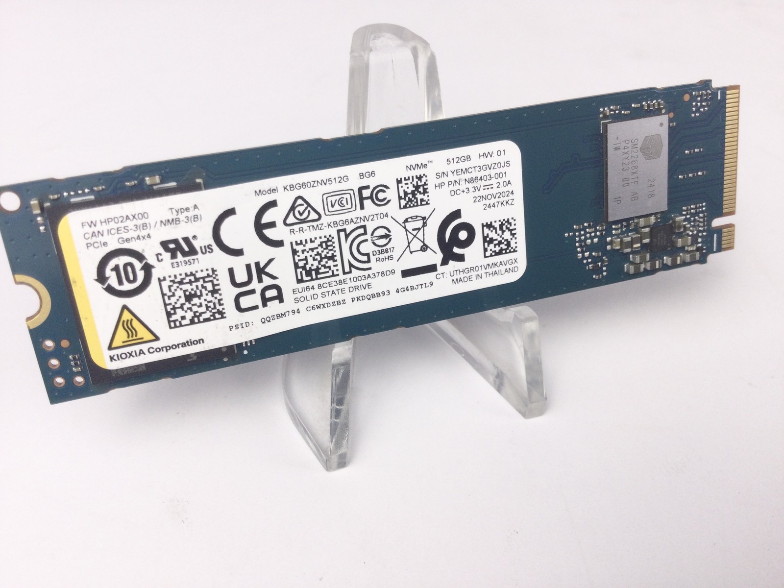 KIOXIA SSD KBG60ZNV512G BG6 NVMe 512GB M.2 2280 PCIe Gen4x4 Solid State Drive