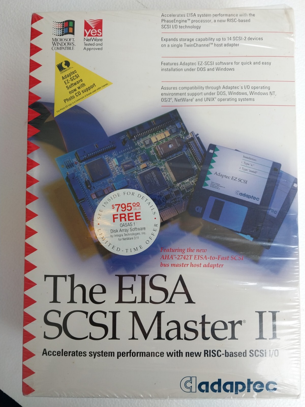 New in Retail Sealed Box Adaptec AHA-2742T EISA SCSI Master II Rare VINTAGE sale