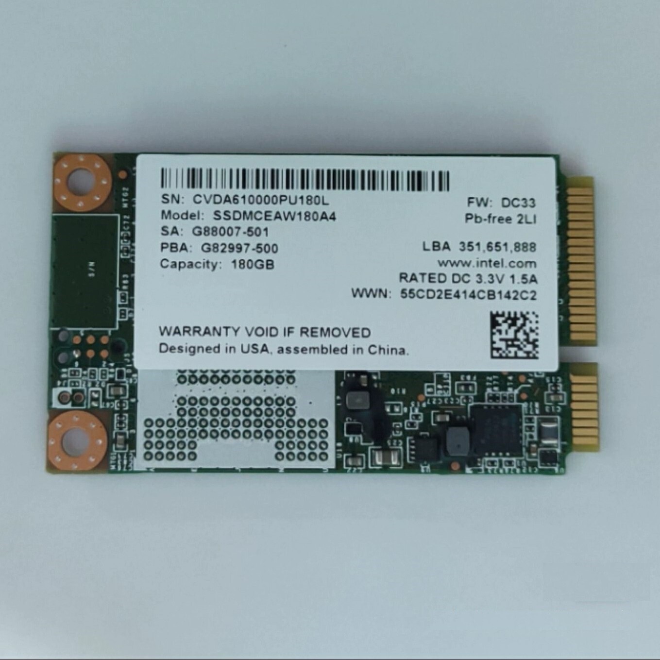 Intel 530 Series SSDMCEAW180A4 180 GB 180GB mSATA 1.8 in SSD