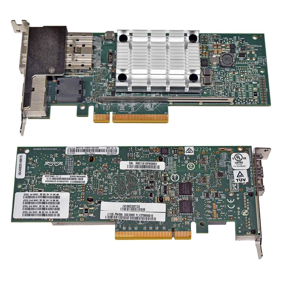 IBM Broadcom 00E2715 BCM957800A0006I 4-Port PCIe x8 Ethernet Network Adapter