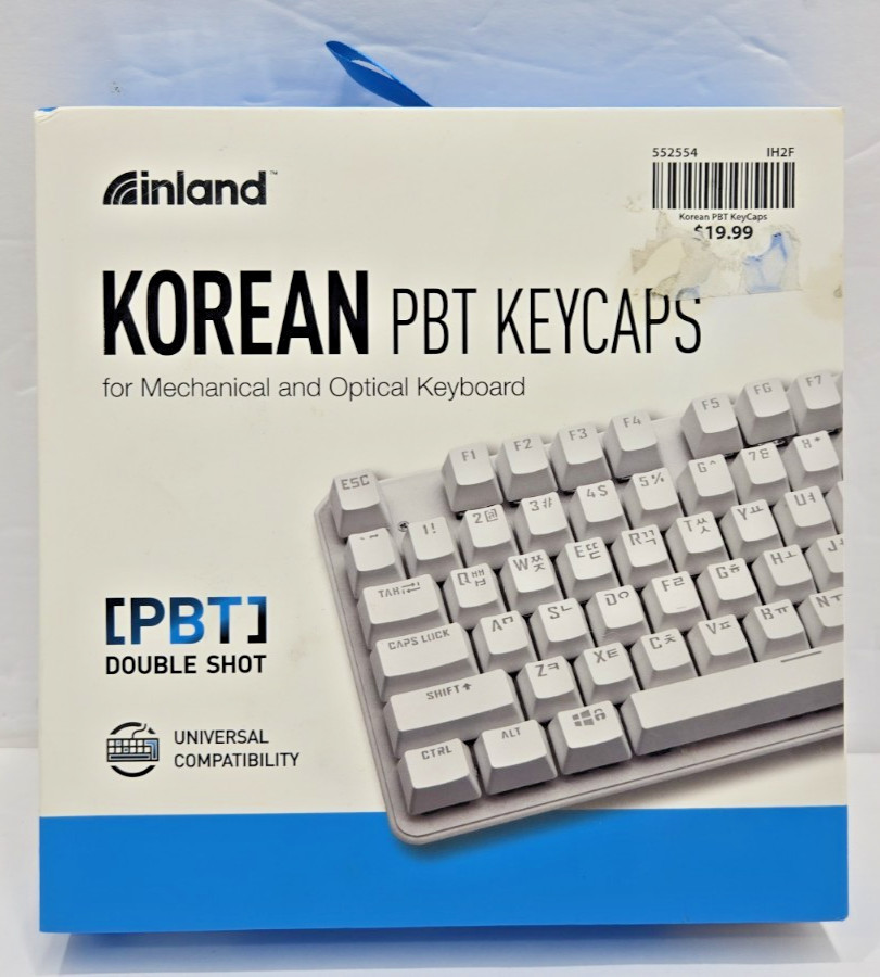 Inland Korean PBT Double Shot White Keycaps for Mechanical & Optical Keyboard