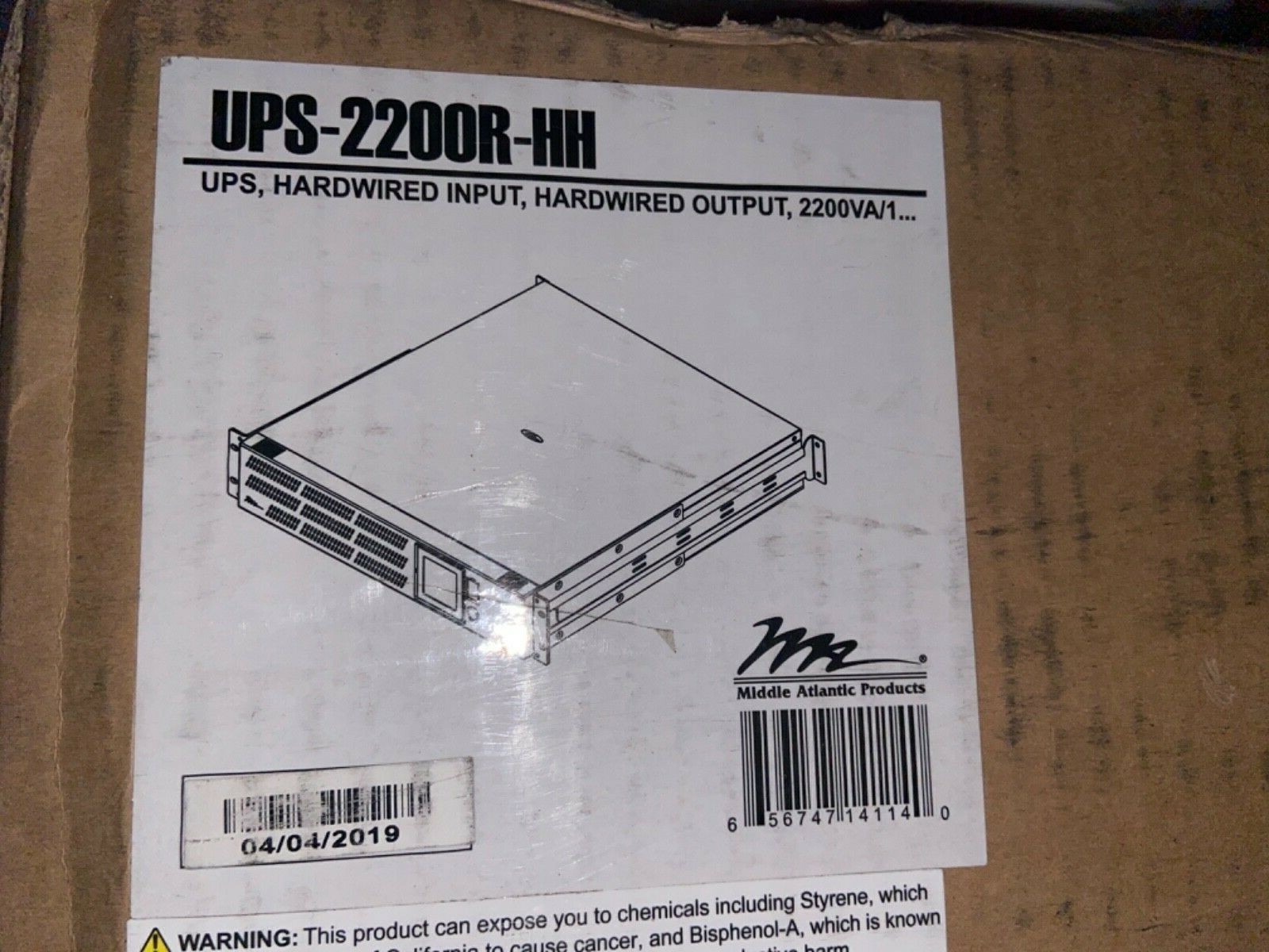 NEW Middle Atlantic UPS-2200R-H  2200VA / 1650W UNINTERRUPTIBLE POWER SUPPLY
