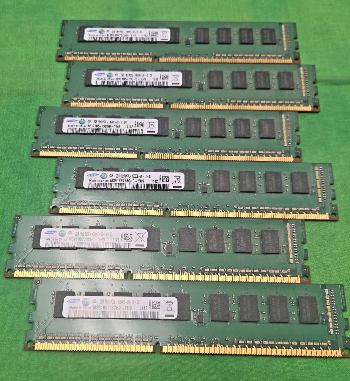 Samsung 2GB 1Rx8 PC3L-10600E M391B5773CH0-YH9 Unbuffered Memory LOT OF 6 PCS