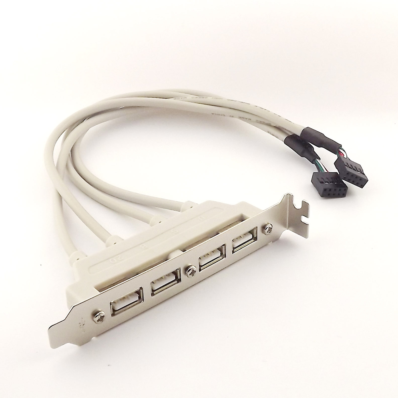 10x Dual Mainboard 9 Pin Header to 4 Ports USB 2.0 Female Cable PCI Bracket 1FT