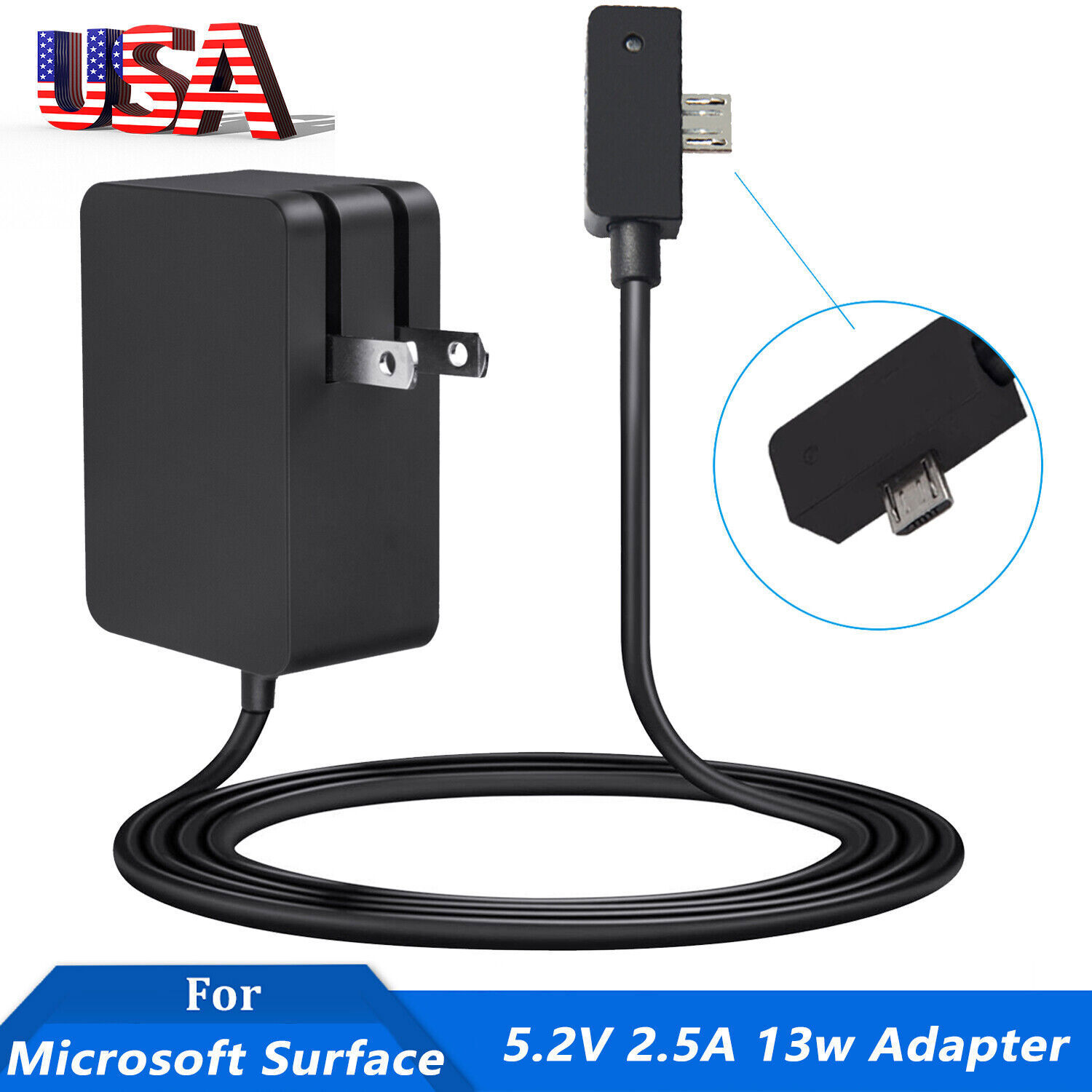 13W AC Adapter Charger For Microsoft Surface 3 Tablet 1623 1624 1645 micro USB 