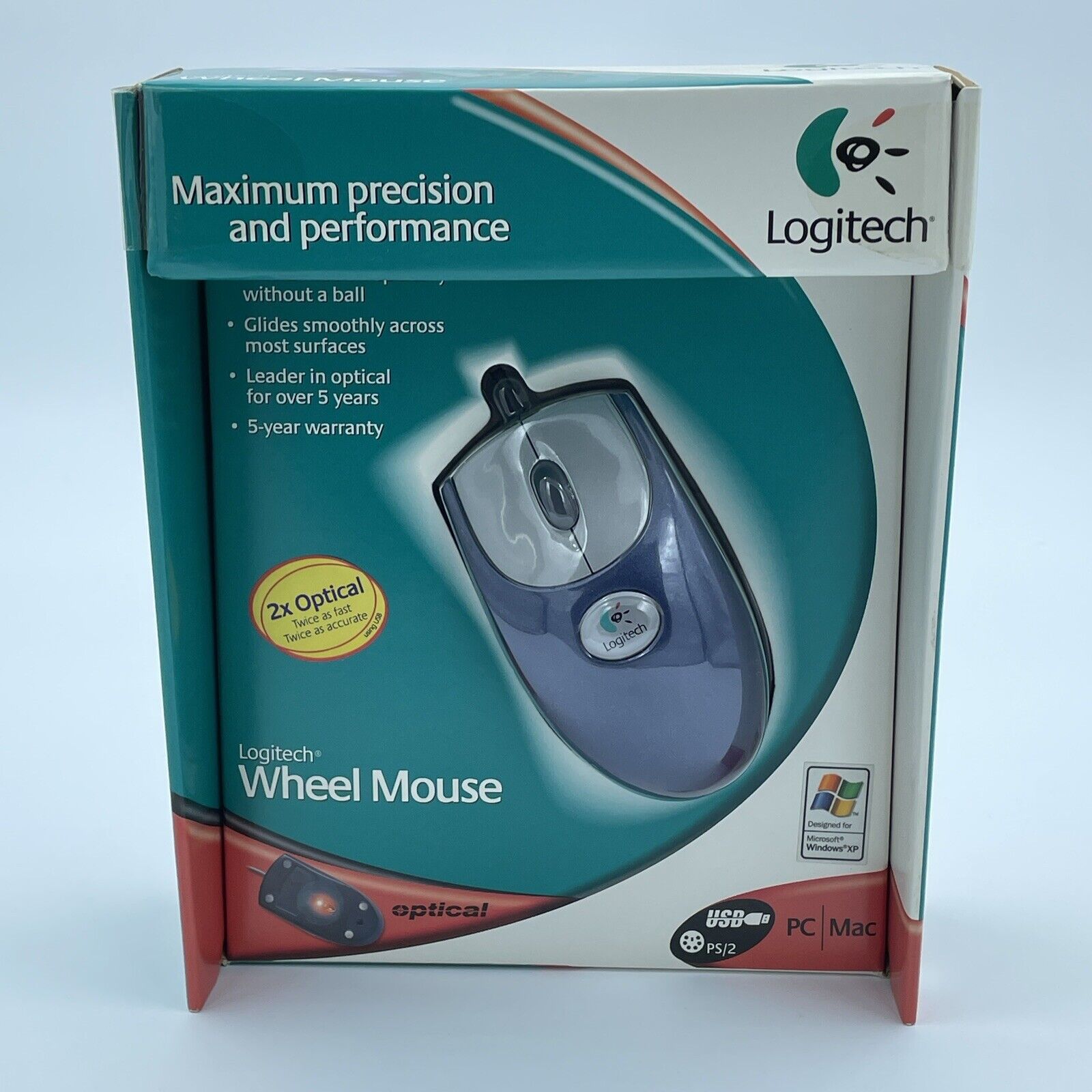 LOGITECH 2X Optical Wheel Wired Mouse 930495-0403 Rare 2001 NEW & SEALED