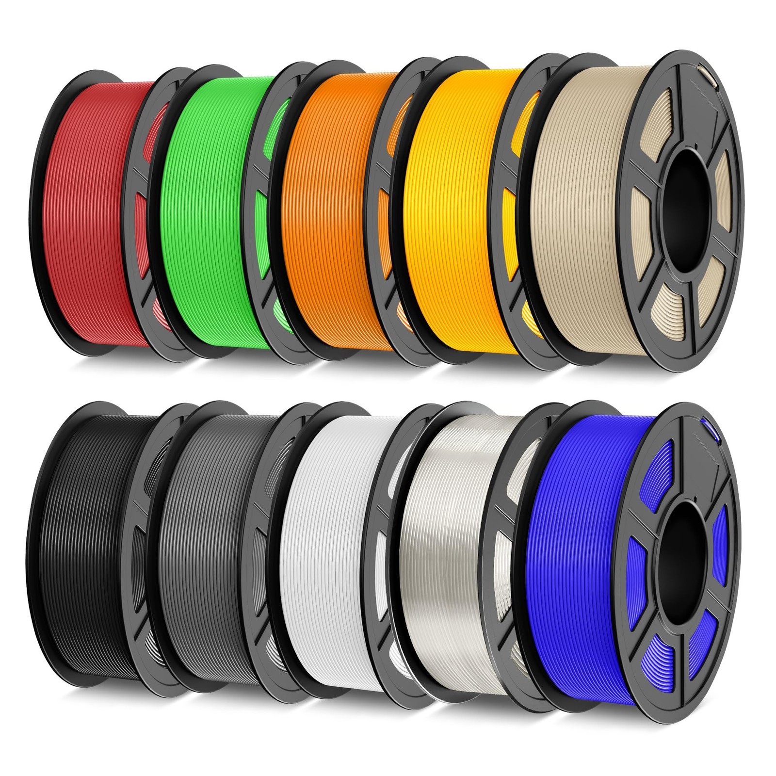 TECBEARS PLA 3D Printer Filament Bundle, 10 KG PLA Filament 1.75mm, Neatly Wo...