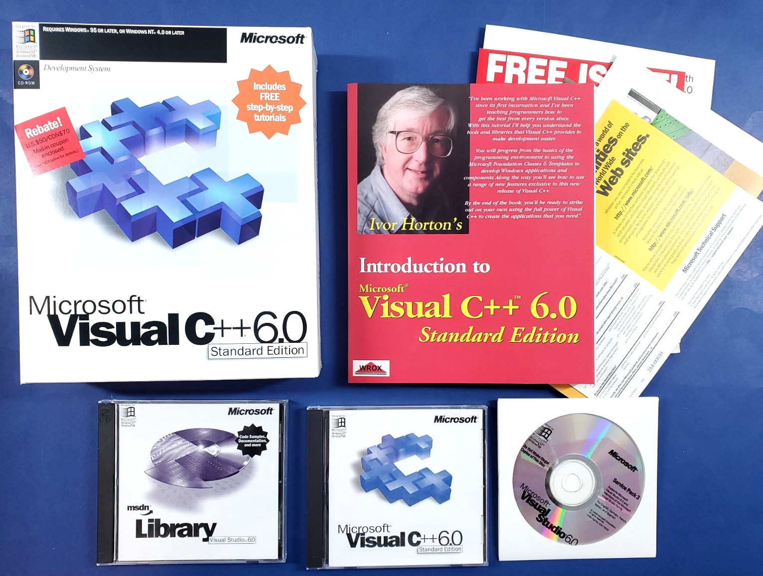 Microsoft Visual C++ 6.0 Standard Edition Windows w/Key Vintage Software Big Box