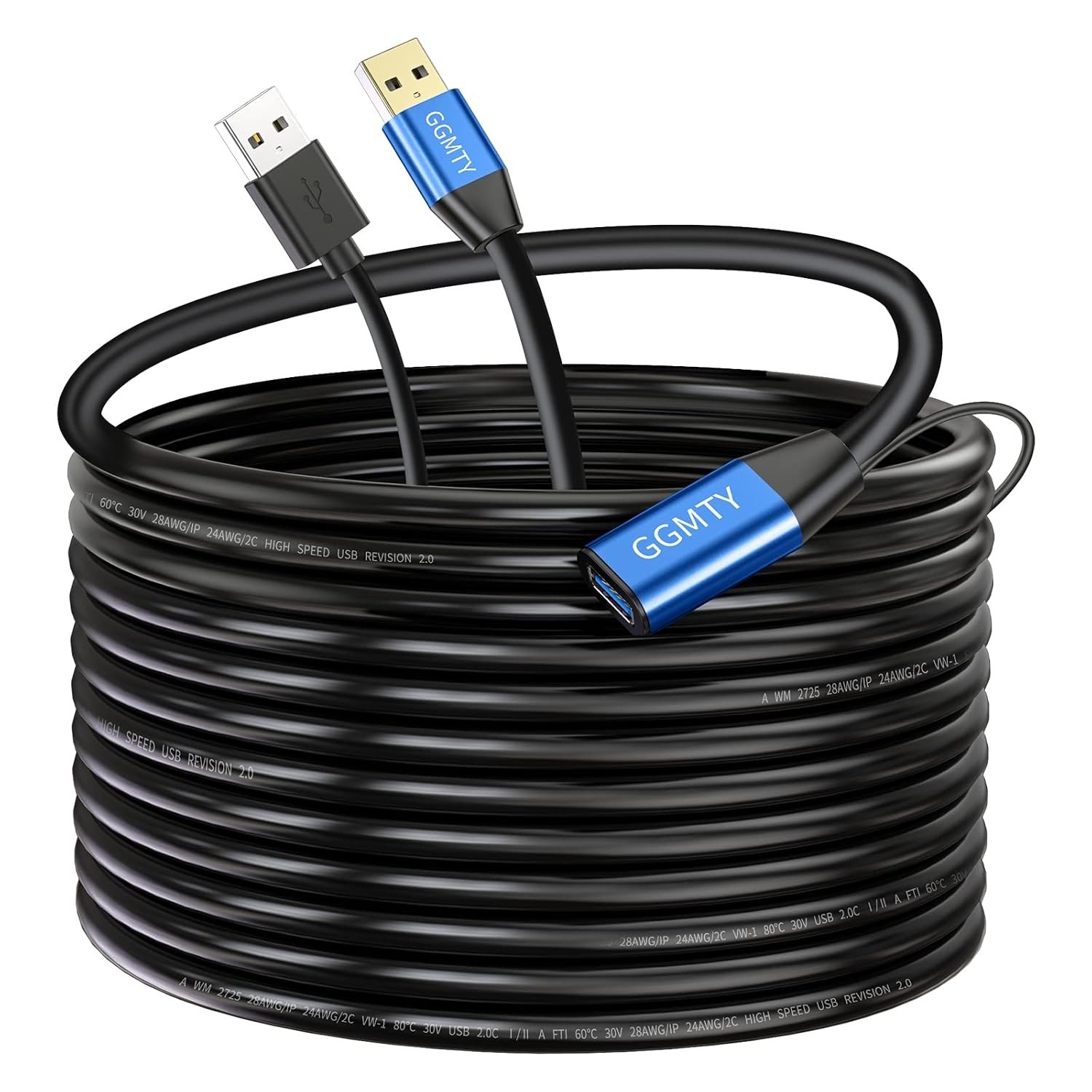 Universal Compatibility USB 2.0 Active Repeater Cable - 30ft Length, 480 Mbps