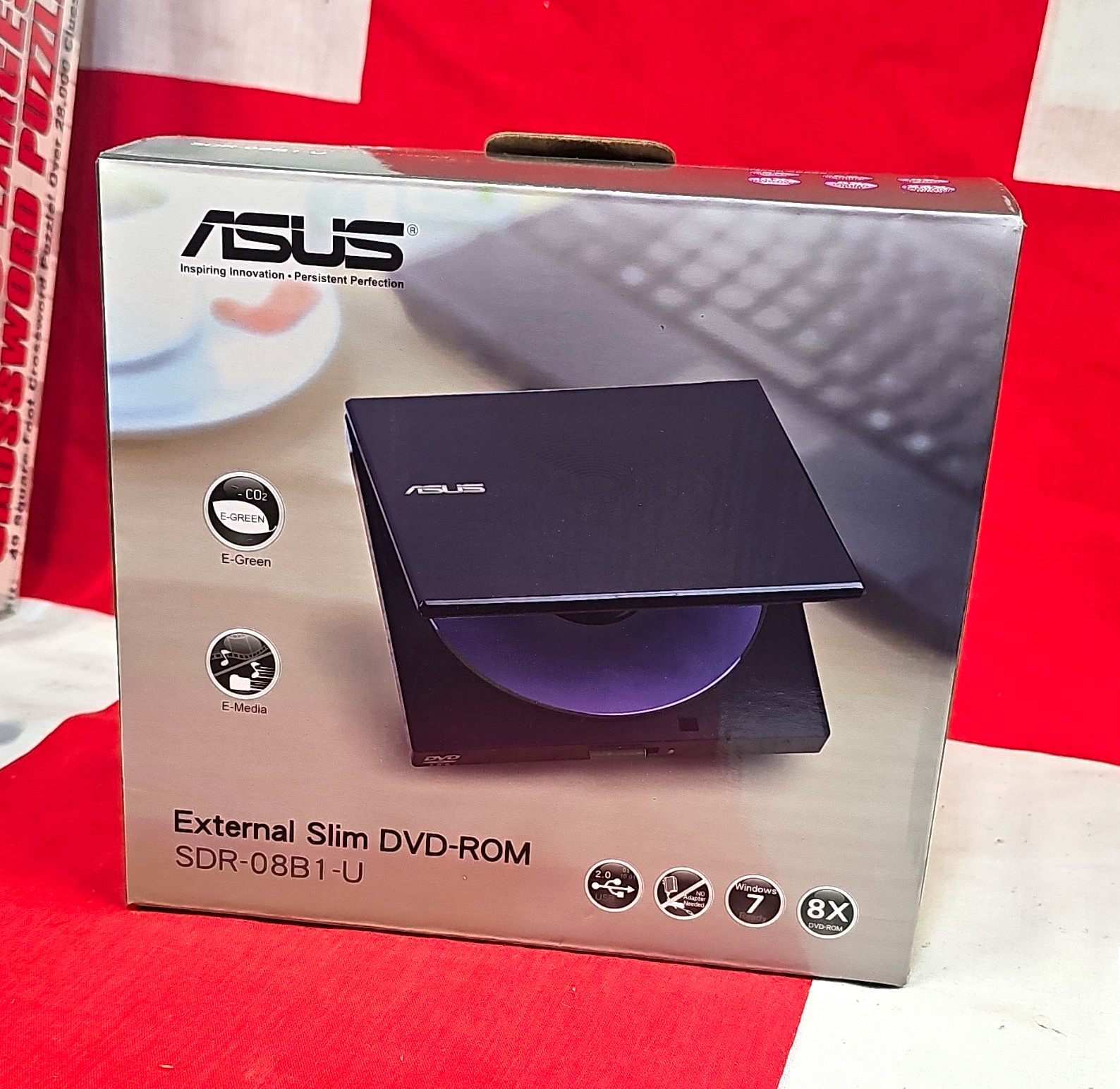 ASUS SDR-08B1-U External Slim DVD-ROM Drive USB 2.0 8x Read Black