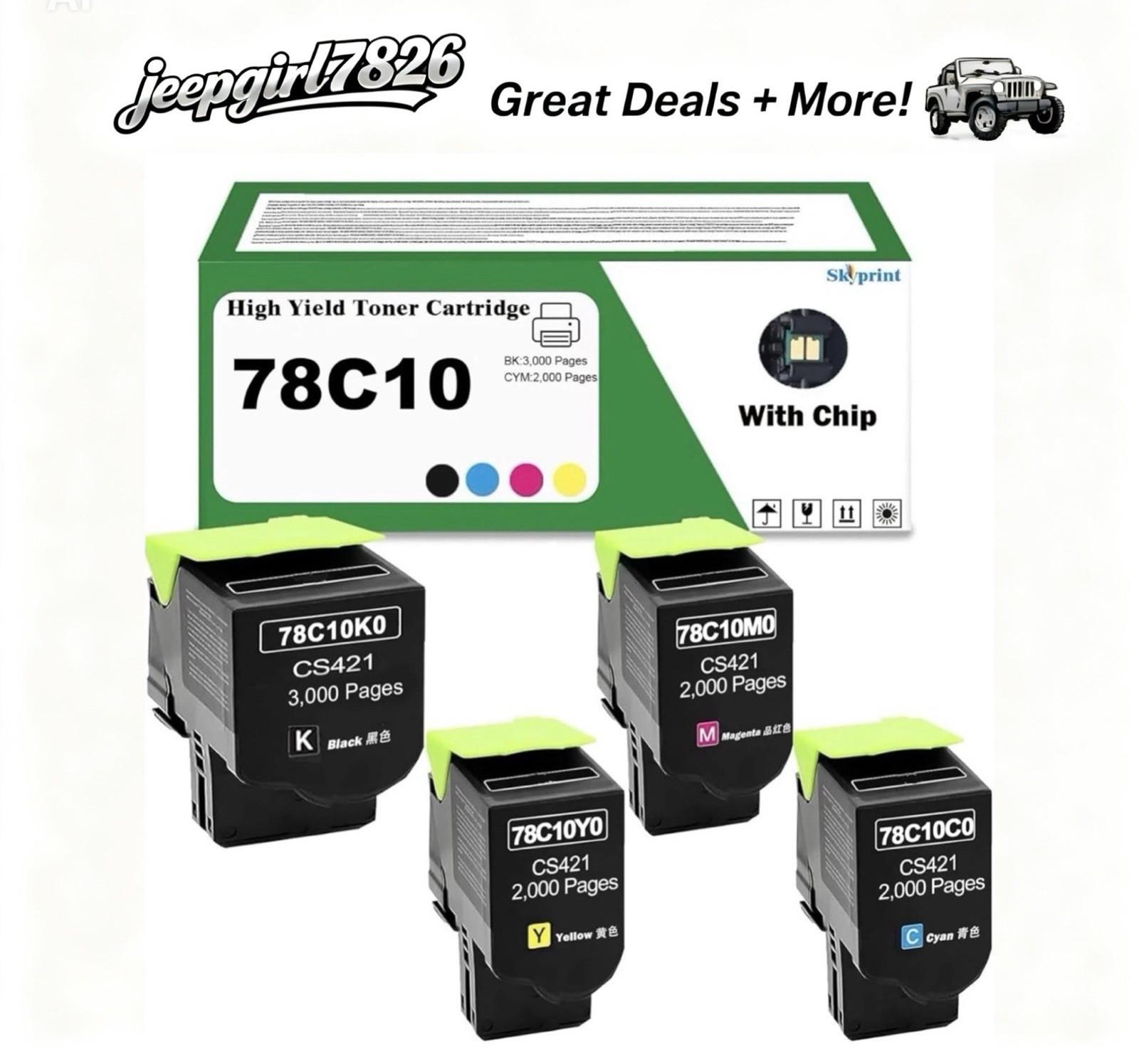 78C10K0 78C10C0 78C10M0 78C10Y0 4 Pack Compatible Toner Cartridge 78C10 BCMY