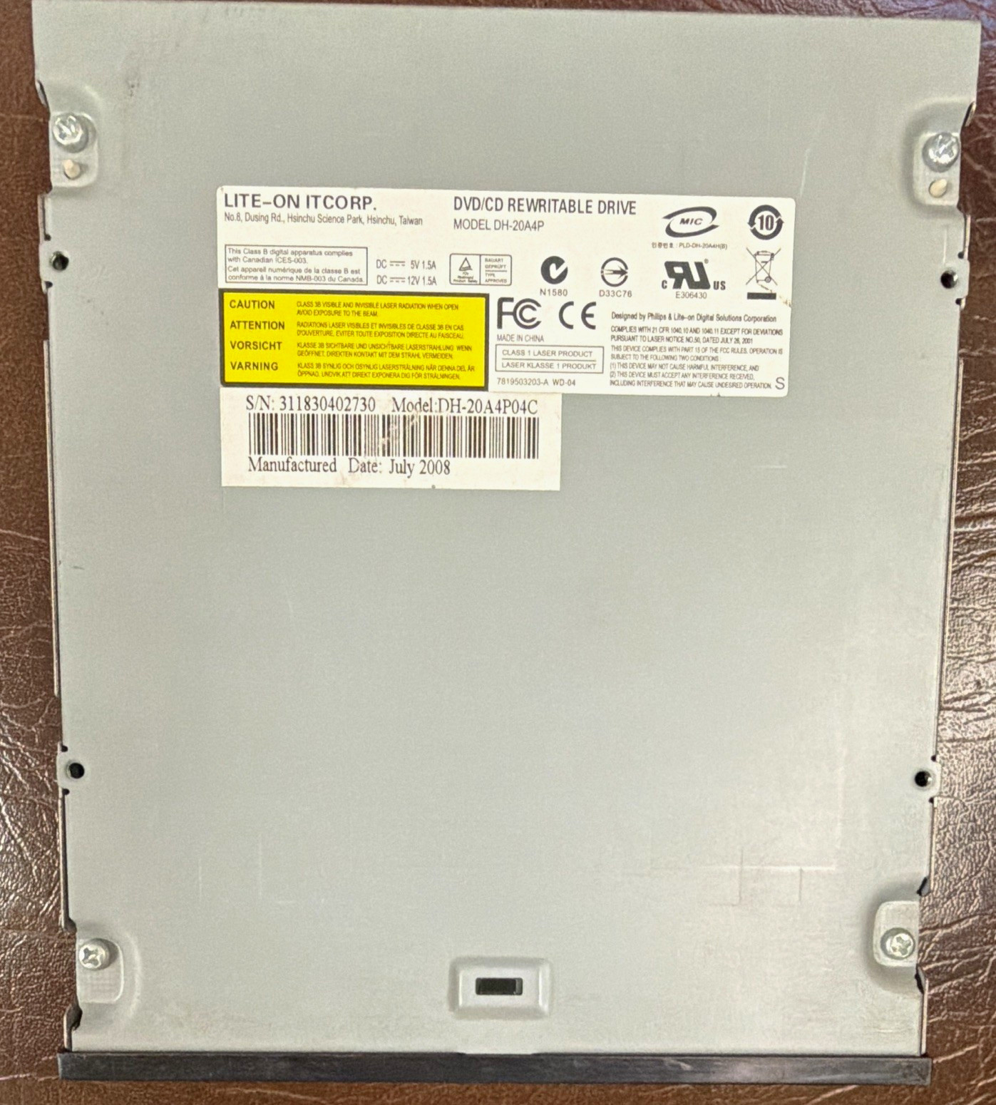 Lite-On DH-20A4P IDE 5.25" Internal DVD/CD Rewritable Drive 20x Dual Layer
