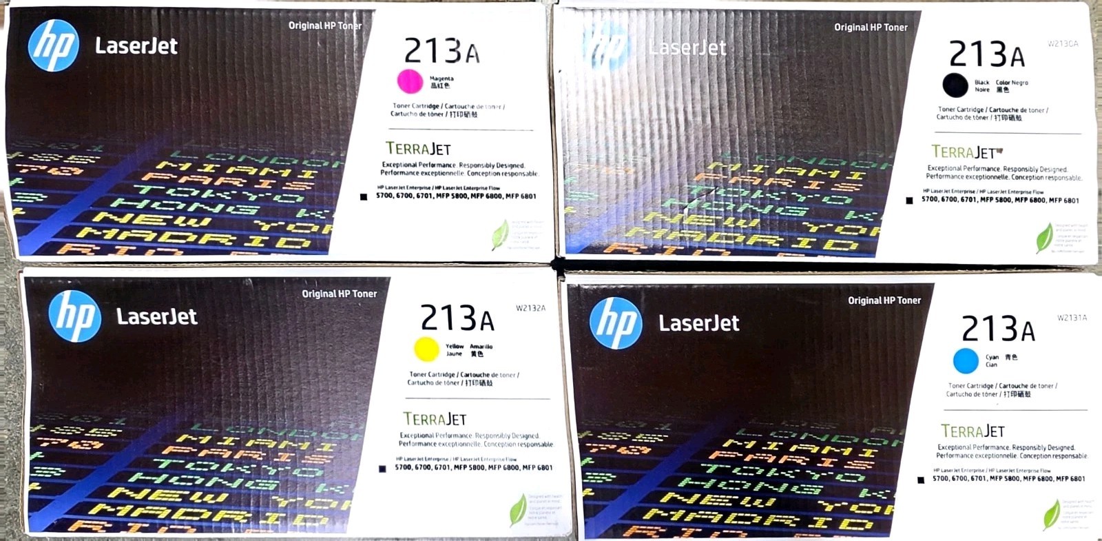 HP 213A Genuine Toner Cartridge Set W2130A W2131A W2132A W2133A New / Authentic