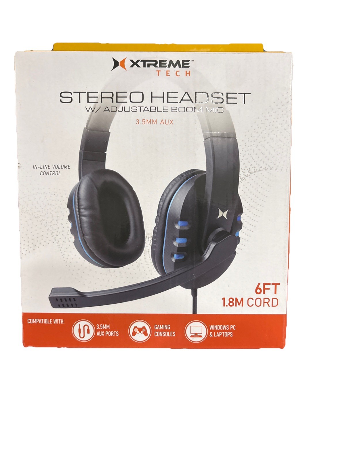 Stereo Headset W/ Adjustable Boom Mic 3.5mm Aux for PC Laptop