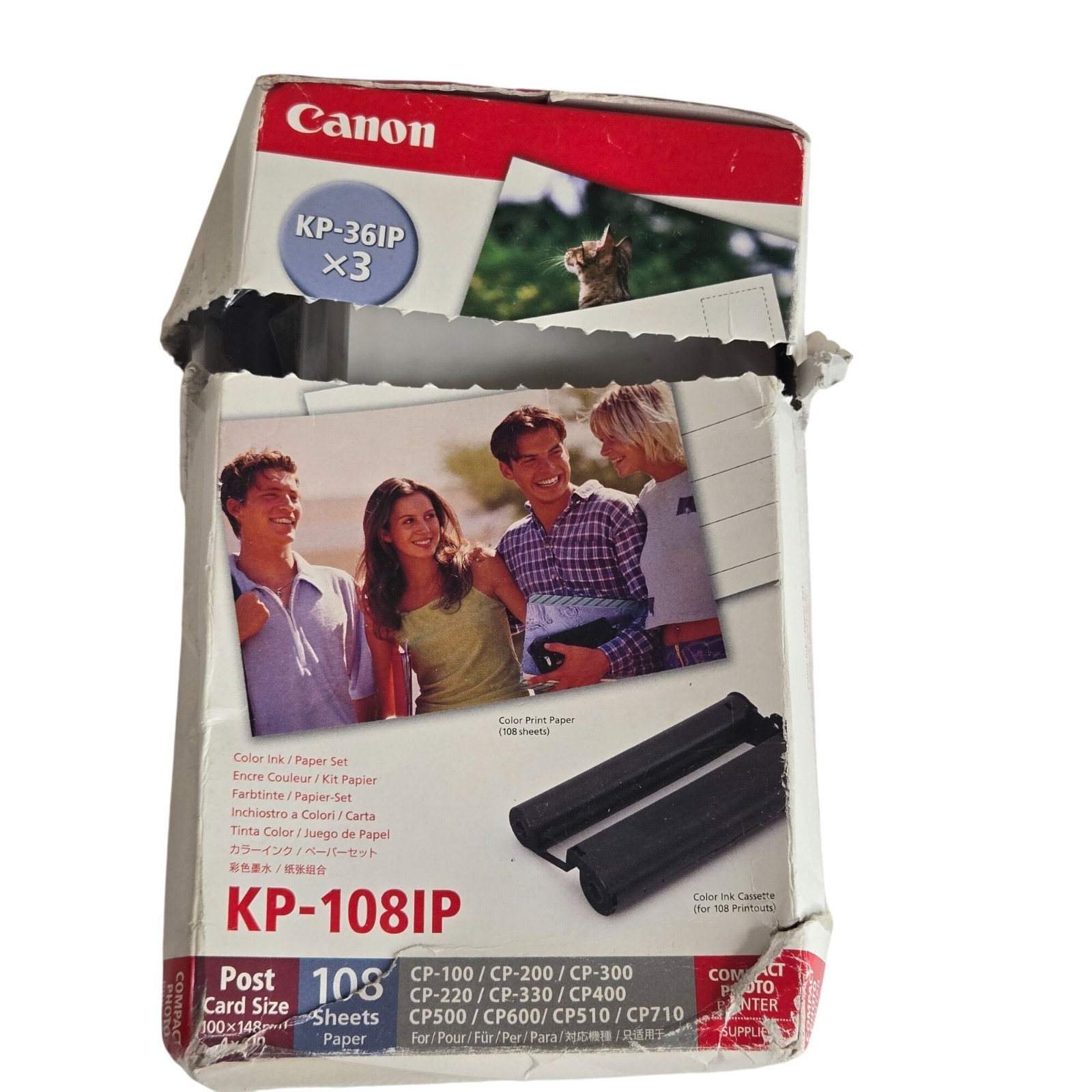 Canon KP-108IP Color Ink Cassettes Print Paper Set Post Card Size 108 Sheets