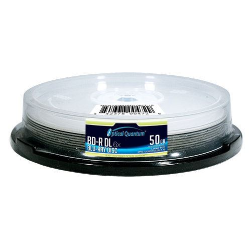 10 Optical Quantum 6x 50GB BD-R DL Double Layer Logo Blu-ray Disc OQBDRDL06LT-10