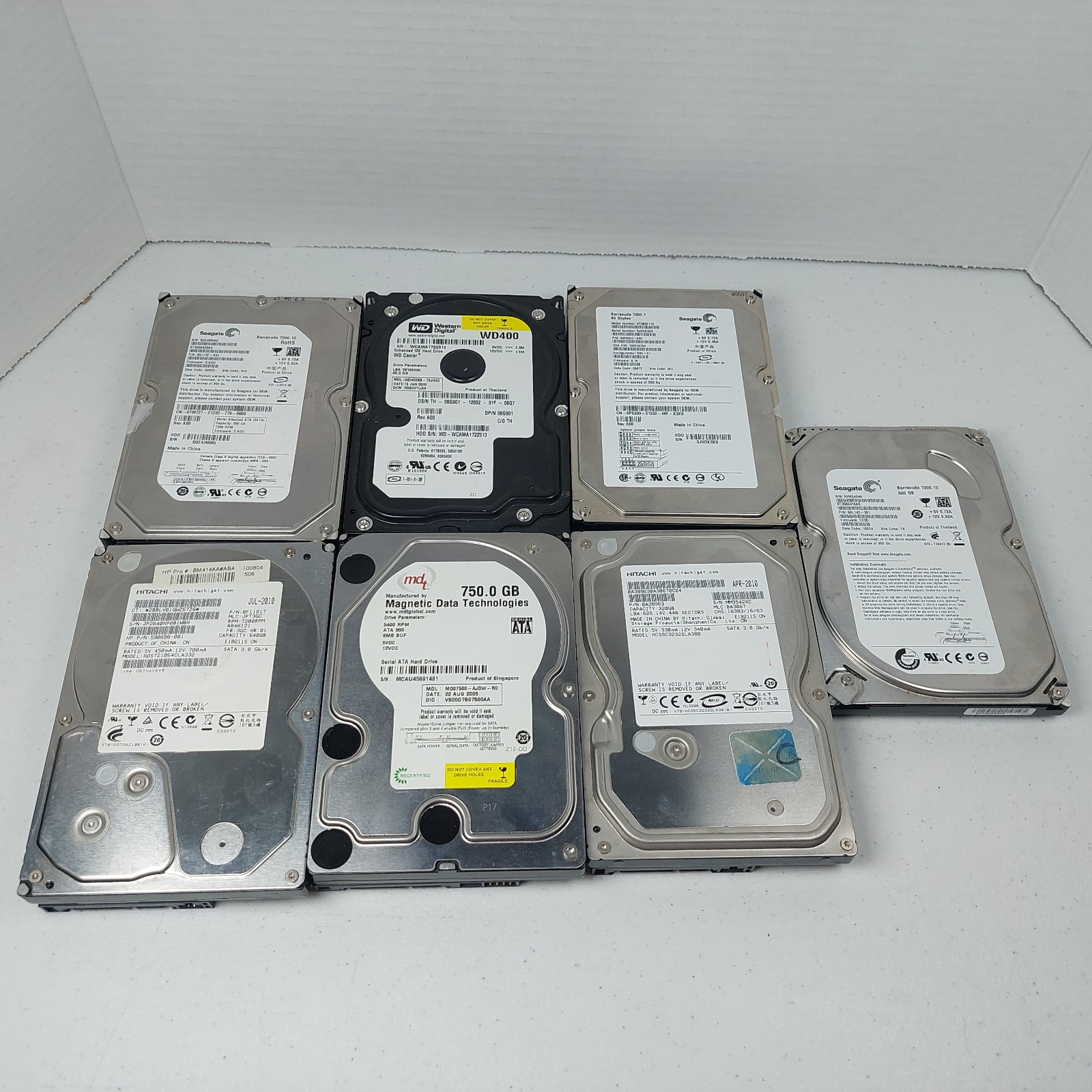 Bulk Lot 7 2.5 3.25 Hard Drive HDDs SATA IDE Mixed Brands Capacities Tests Good