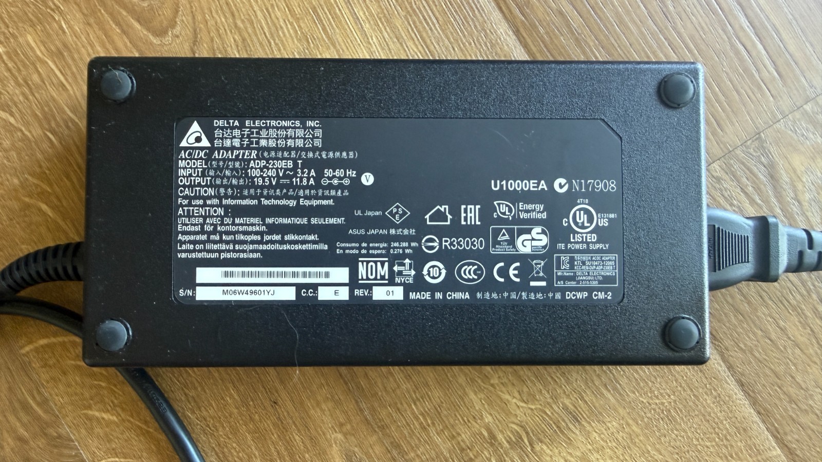 Genuine OEM Delta ADP-230EB T 19.5V 11.8A AC Adapter Laptop Charger Tested Works