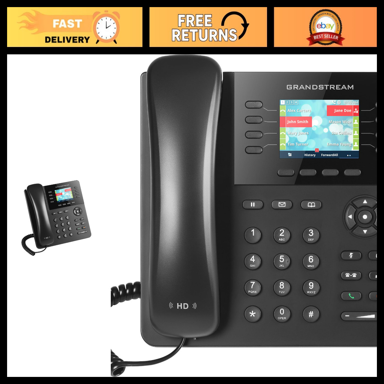 8-Line IP Phone with 4 SIP Accounts | VoIP Desk Phone for Business Communication