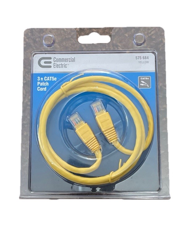 Commercial Electric 575-684 Cat5e 3 Foot Yellow Computer Patch Cord.High Speed