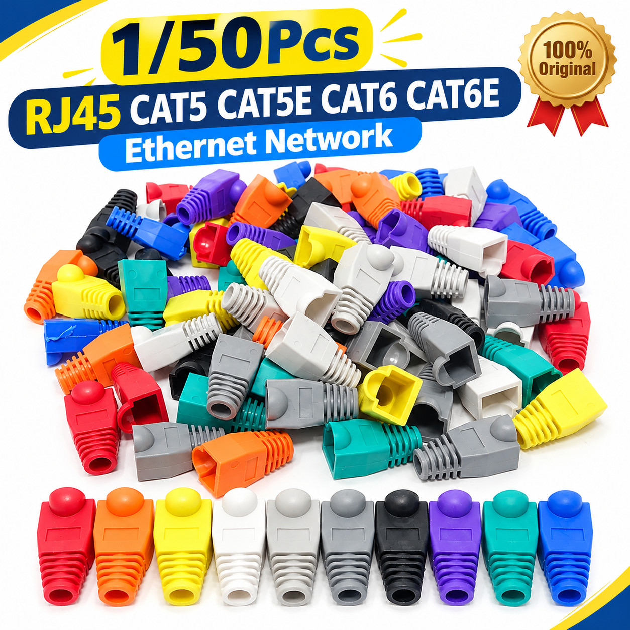 1/50Pcs RJ45 CAT5 CAT5E CAT6 CAT6E Ethernet Network Cable Boots Colorful