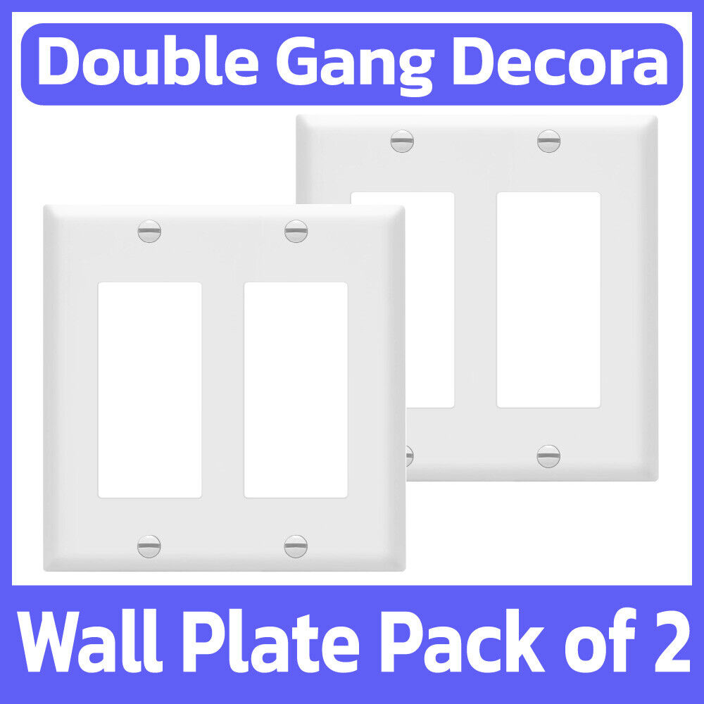 2 Pack Blank Decora Wall Plate 2 Gang White Faceplate Decorative Outlet Covers