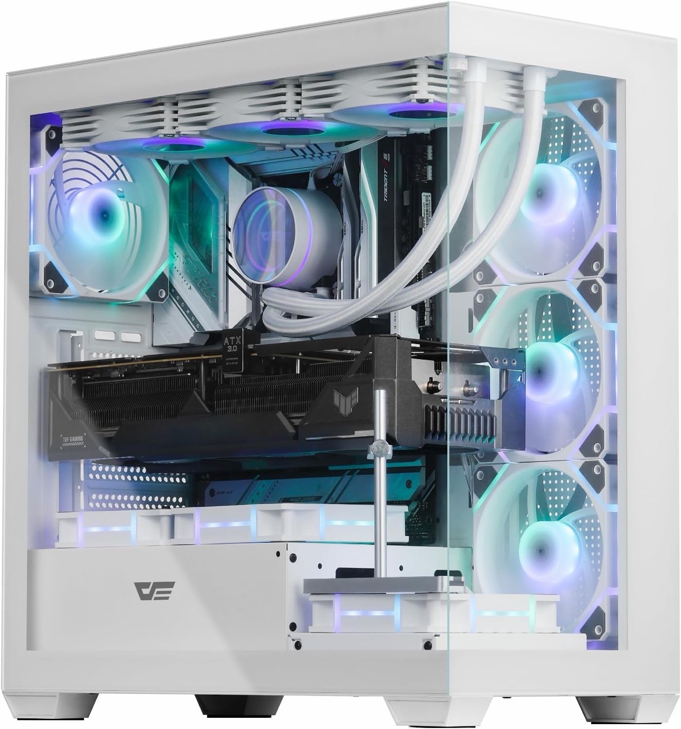 darkFlash ATX Mid-Tower PC Case, Pre-Install 4 PWM ARGB Fans Computer Case, Full