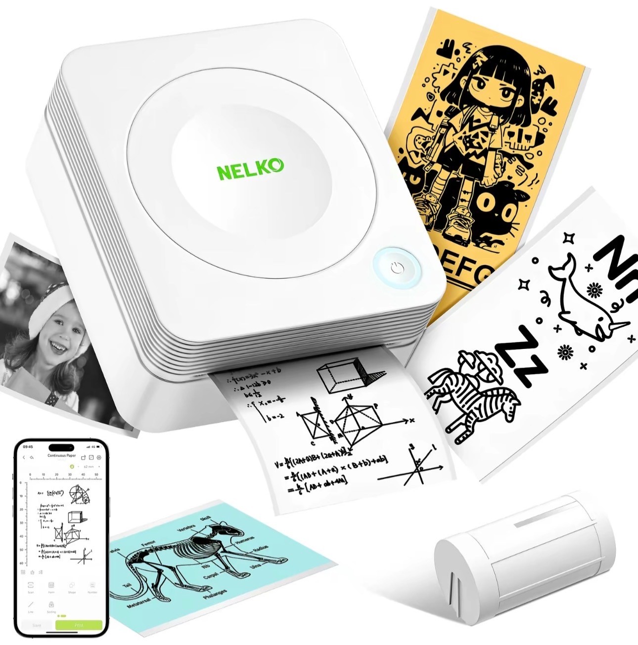 Nelko Mini Sticker Printer Bluetooth Portable Thermal Pocket Label Photo Printer