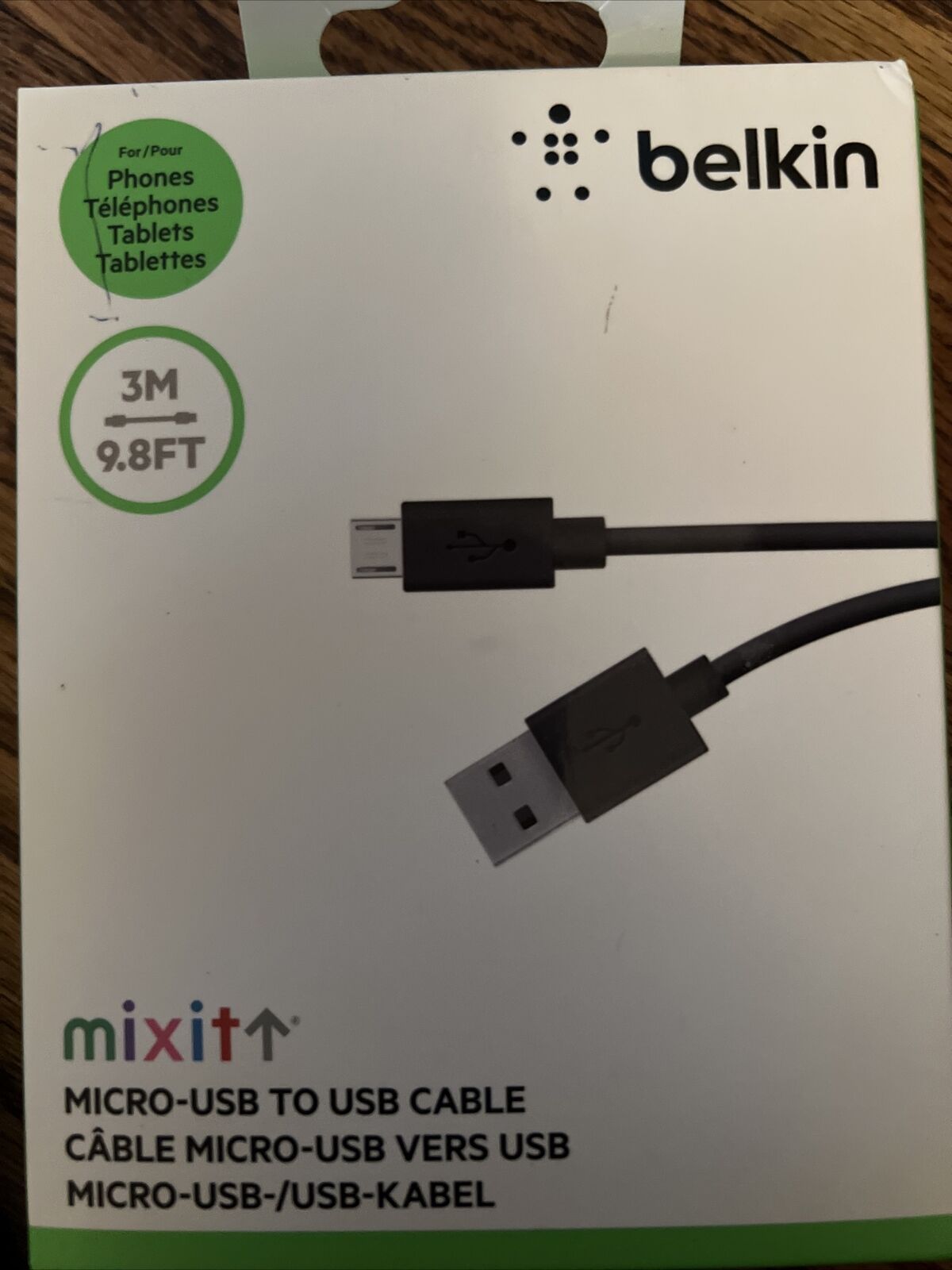 Belkin 9.8FT MIXIT Micro-USB to USB 2.0 Cable F2CU012bt3M-BLK - Black