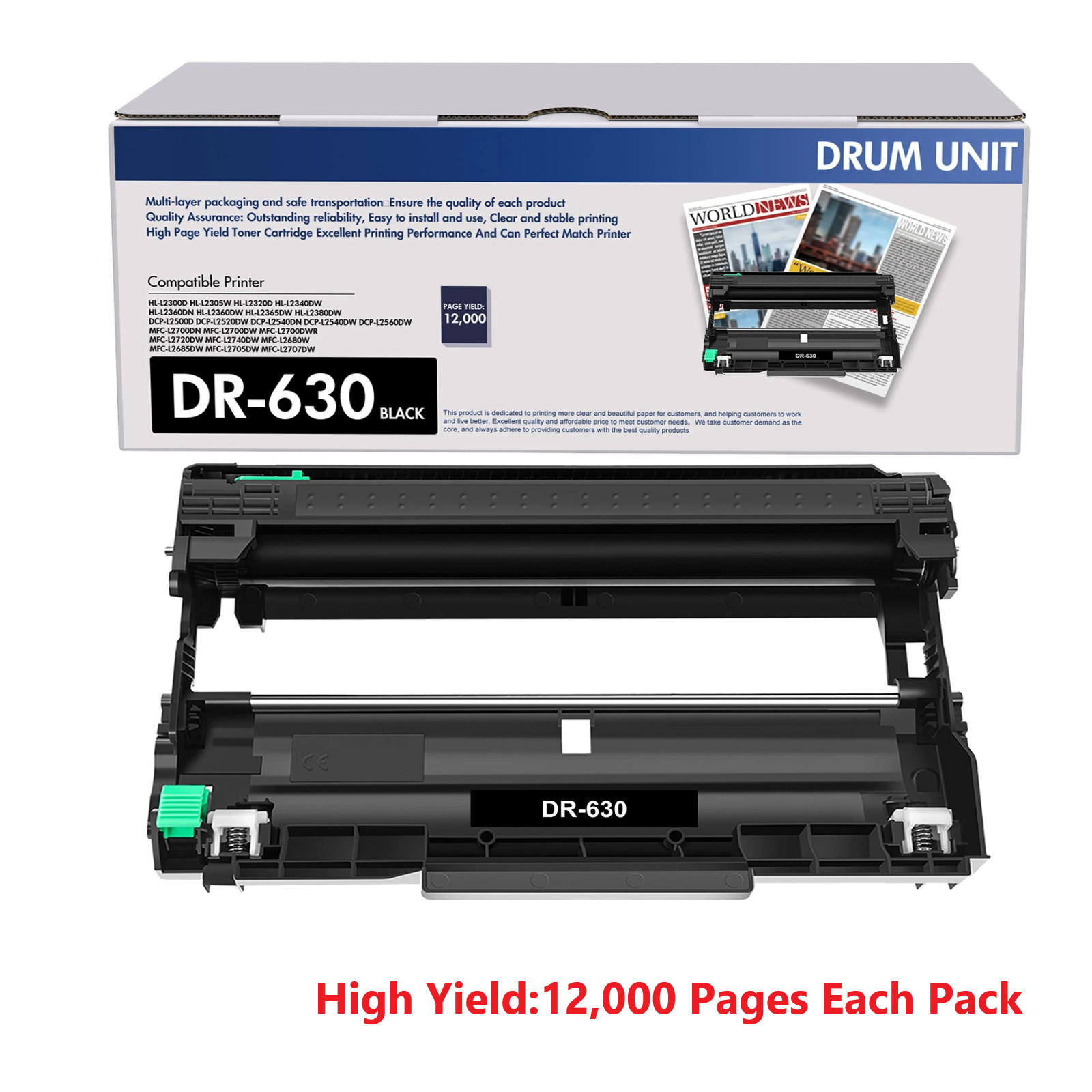 1PK DR630 Drum Unit Compatible for Brother DR-630 HL-L2300D HL-L2305W HL-L2315DW