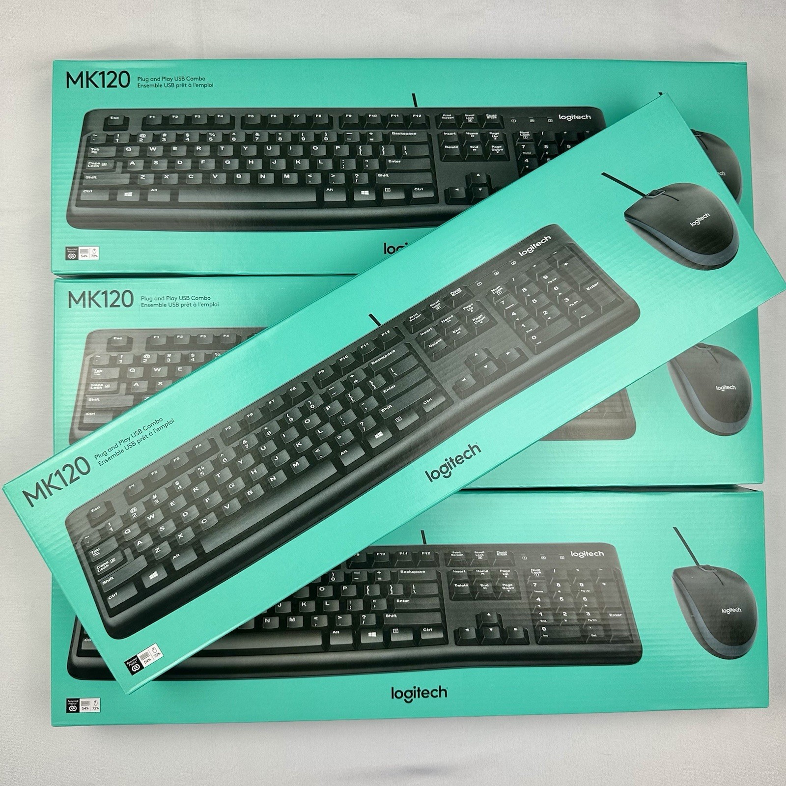 4-pack Logitech MK120 (920-002565) Wired Keyboard and Mouse Combos Black
