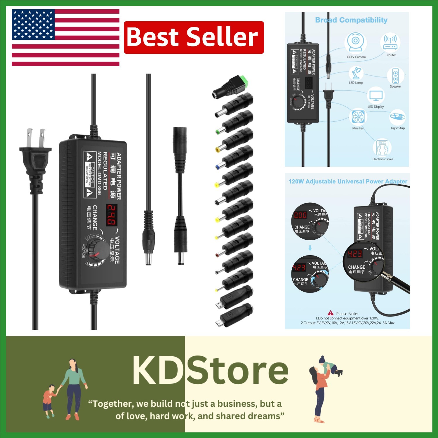 Versatile 4V-24V 5A Power Supply with 14 Connectors & Built-in Protection System