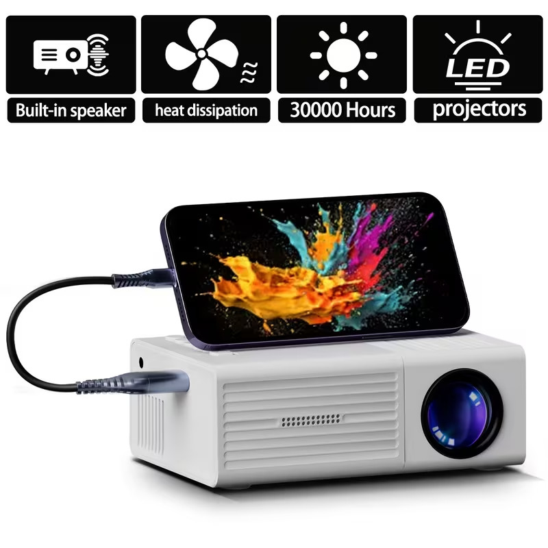 📽️ Portable HD Projector – 720P Native | 1080P Supported