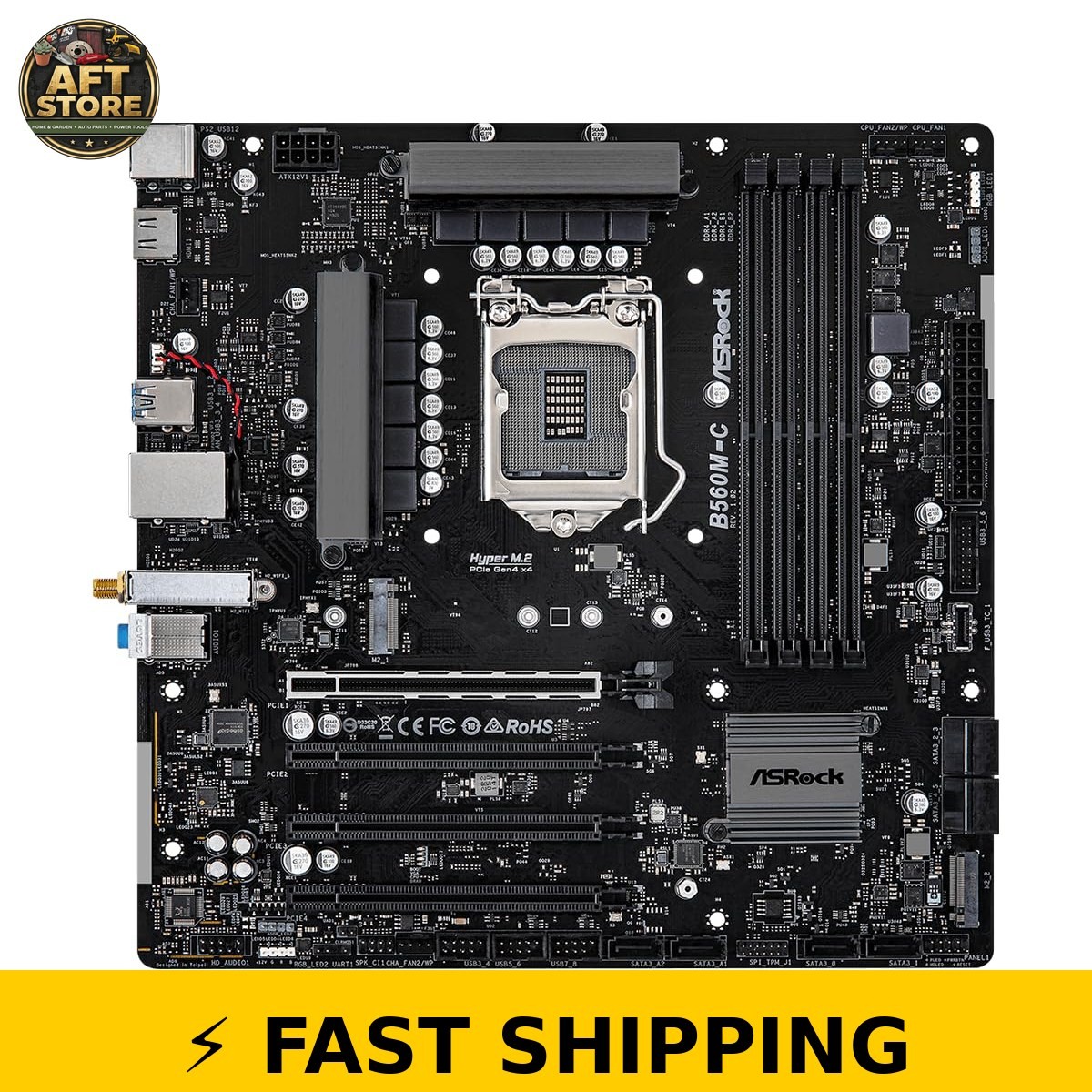 ASRock B560M-C Micro-ATX Motherboard, LGA1200, WiFi & Bluetooth