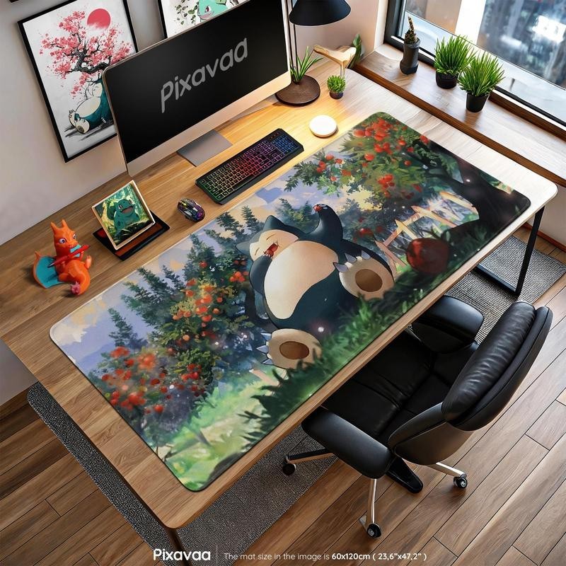 Relaxing Snorlax Forest Berry Grove Pokémon Gaming Desk Mat Mouse Pad