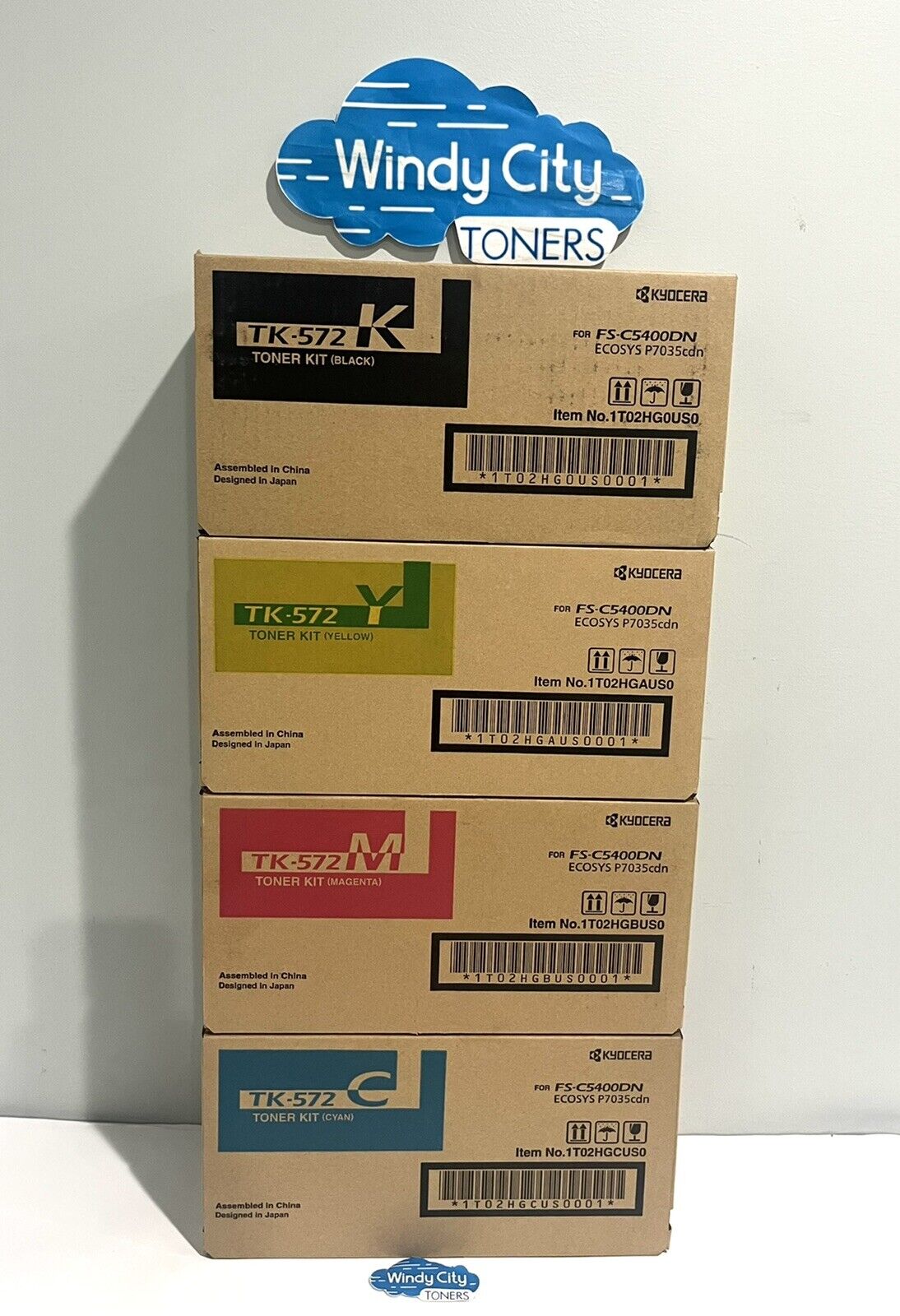 Kyocera TK572 Toner Cartridge Set K,Y,M,C for FS-C5400DN, Ecosys - P7035CDN New