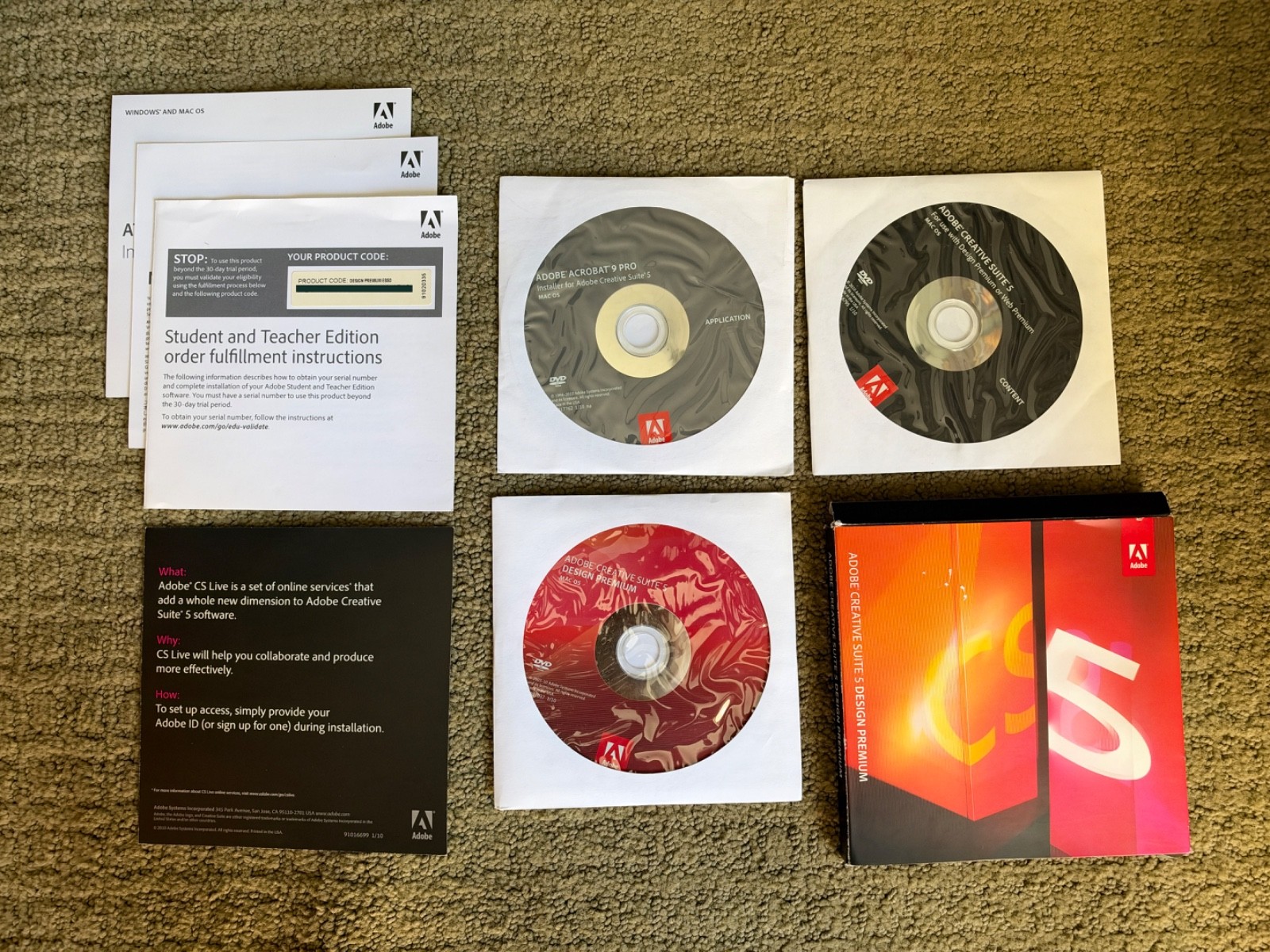 ADOBE CREATIVE SUITE 5 DESIGN PREMIUM MAC OS WITH SERIAL NUMBERS