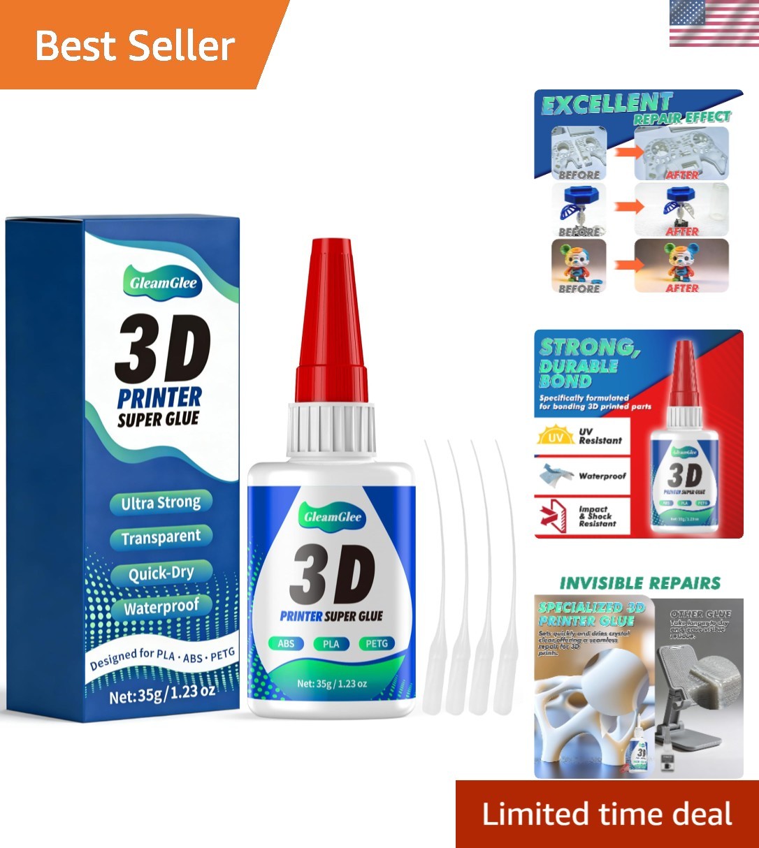 3D Printing Super Glue for PLA, ABS & PETG – Extra Strong Instant Adhesive fo...
