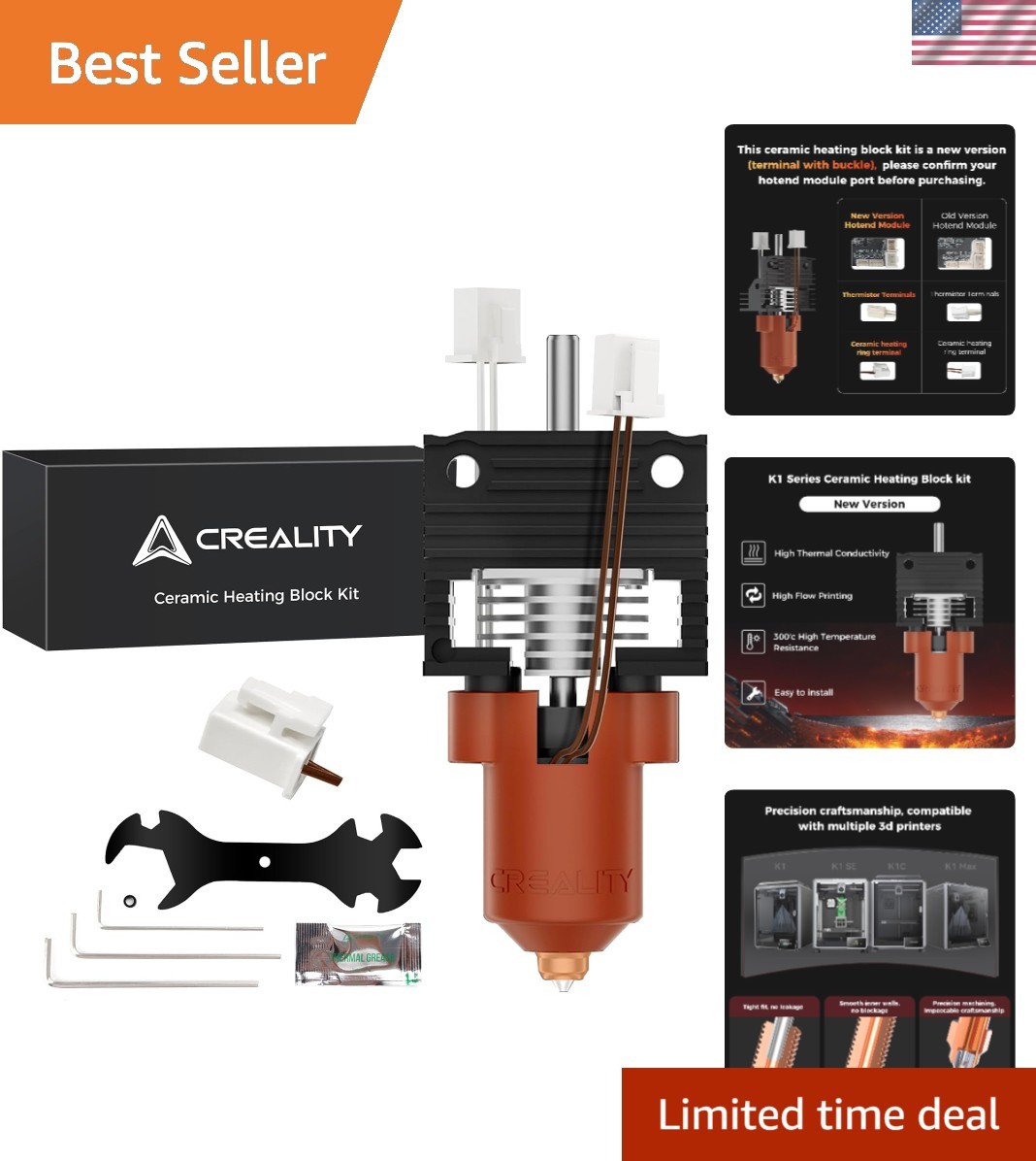 2025 K1 SE/K1C/K1/K1 Max Hotend Kit, Official Upgrade Ceramic Heating Block K...