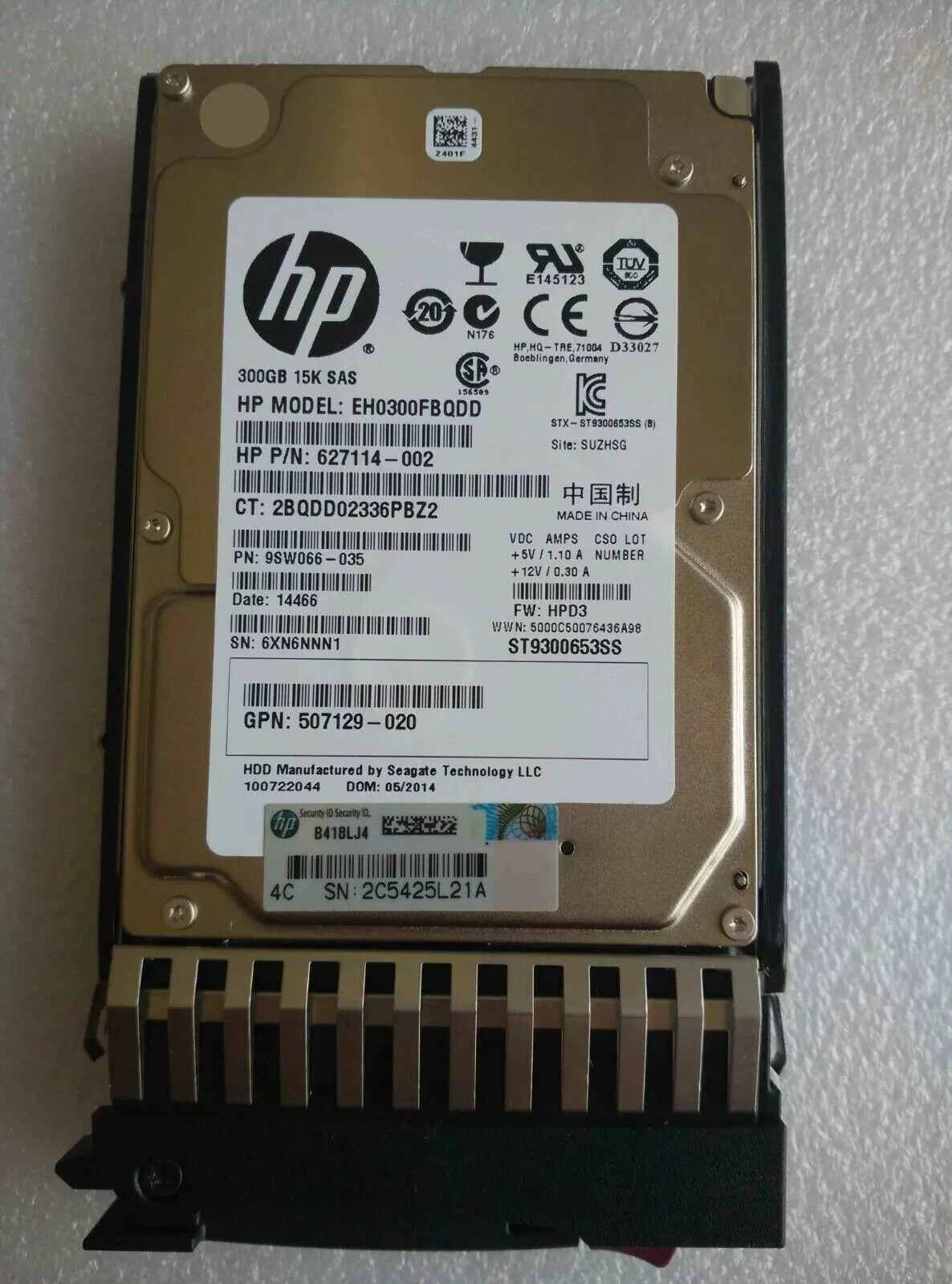 HP 627117-B21 627195-001 300GB SAS 15K 6G 2.5" HDD FOR DL370 DL380 DL385 G6 G7