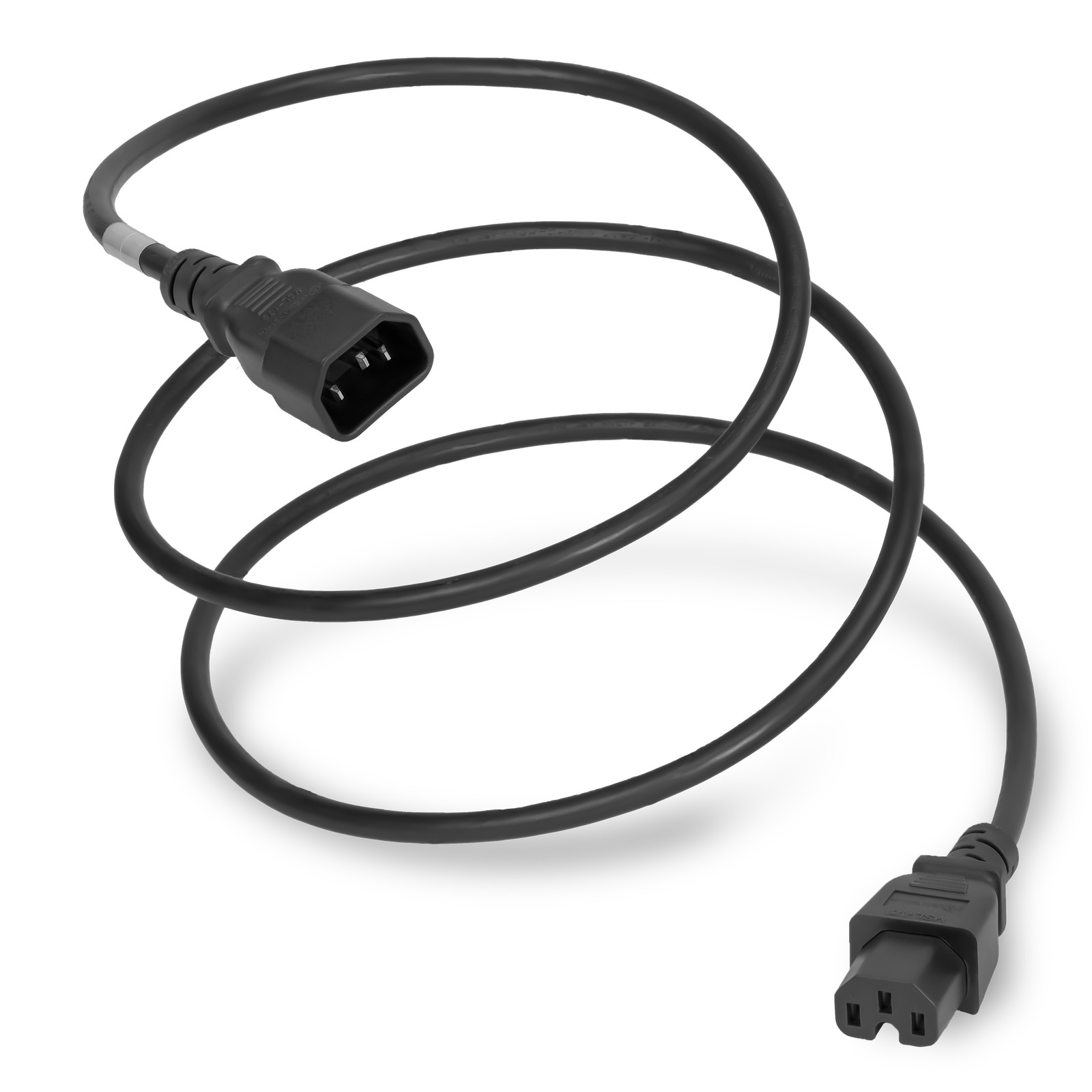 20 Pack of C15 C14 10A 250V 18/3 SJT Power Cord - Black - 3ft