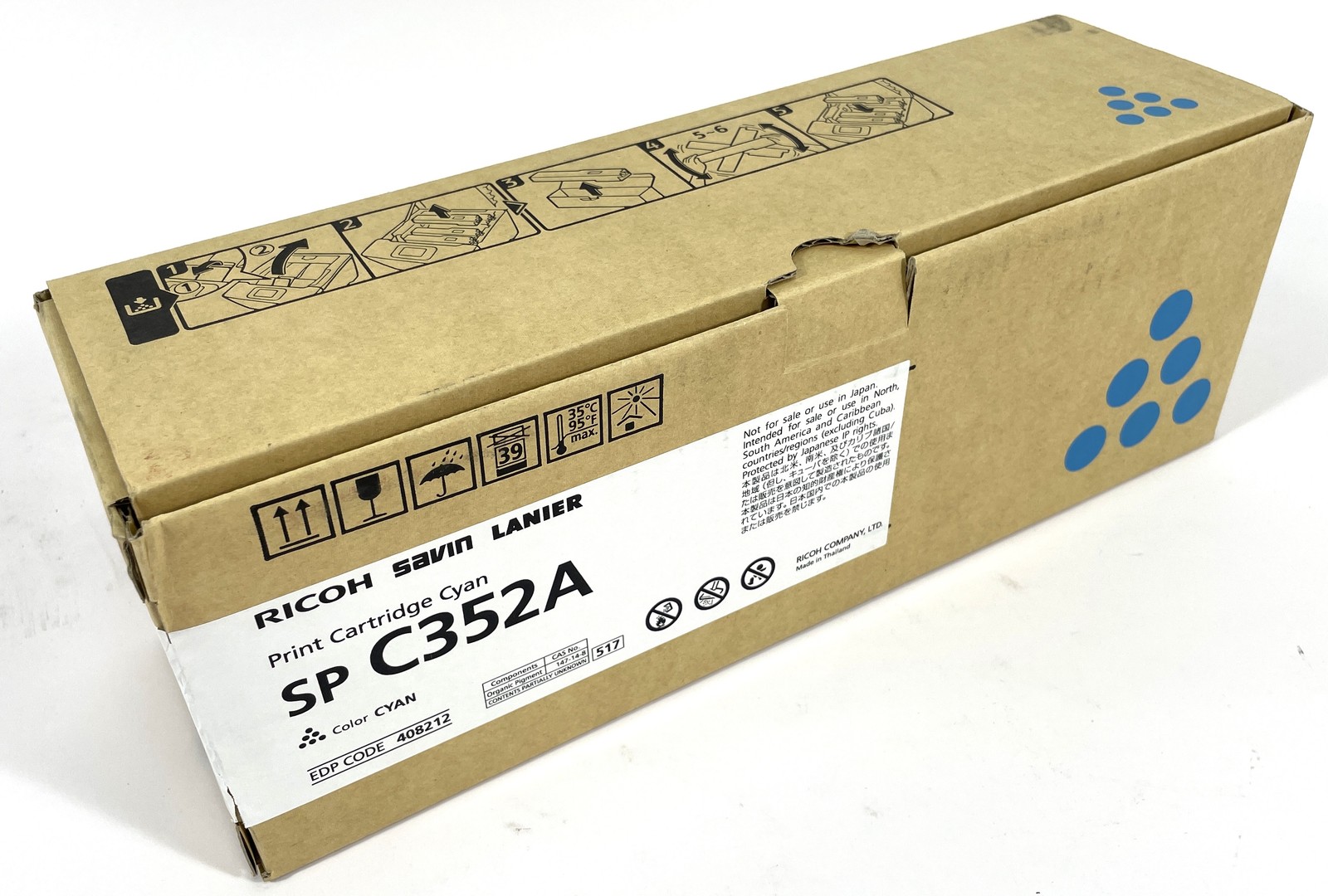 LOT OF 2 New Genuine Ricoh Savin Lanier SP C352A Cyan Printer Toner Cartridge