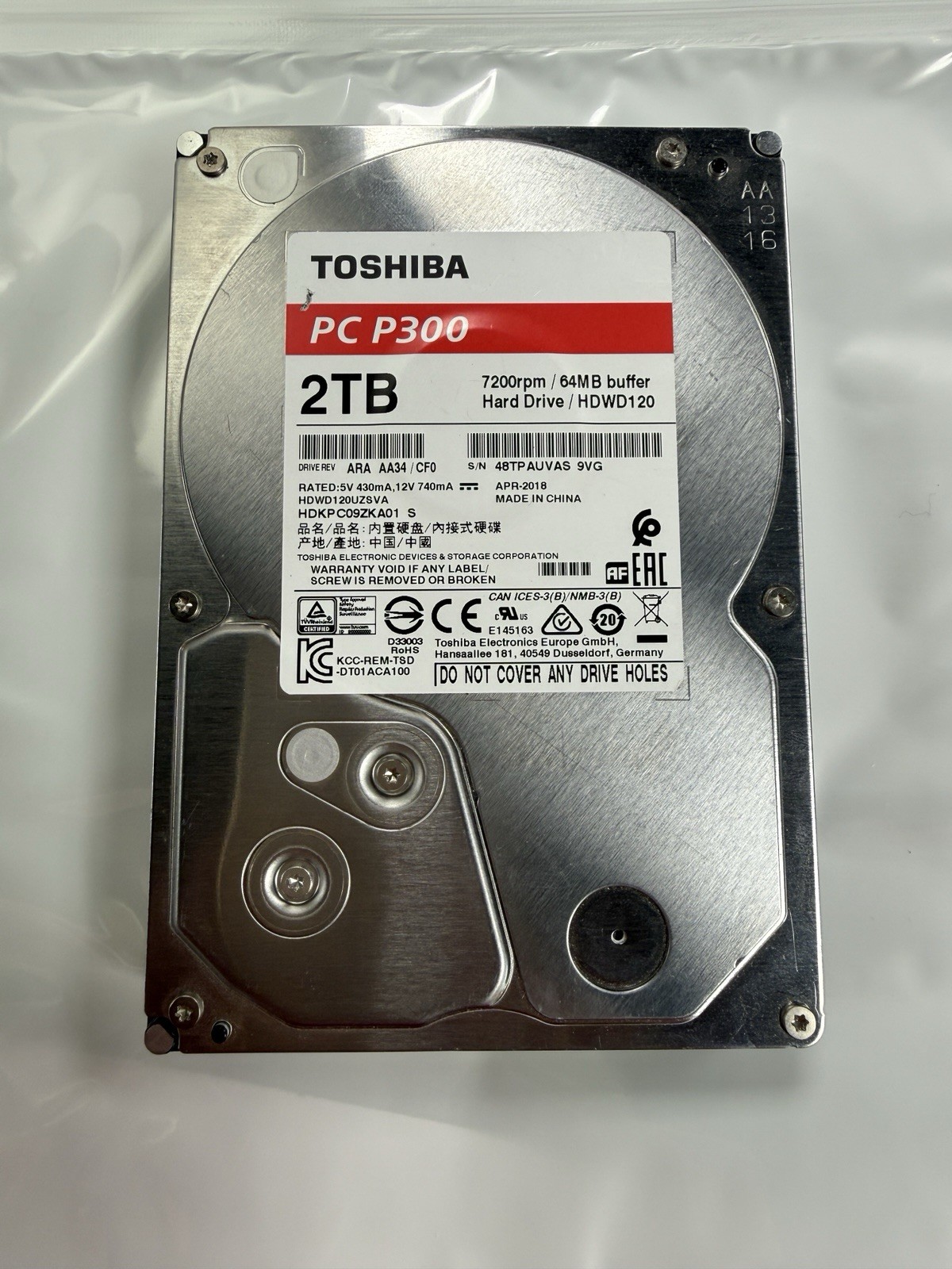 HDWD120XZSTA rev: ARA AA34/CF0    2TB SATA 3.5 TOSHIBA.