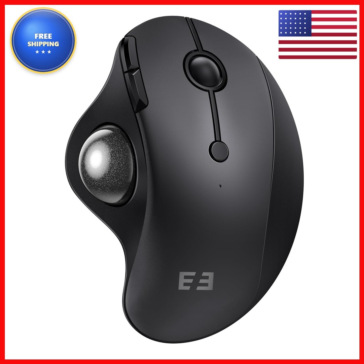 seenda Wireless Ergonomic Bluetooth Trackball Mouse Black